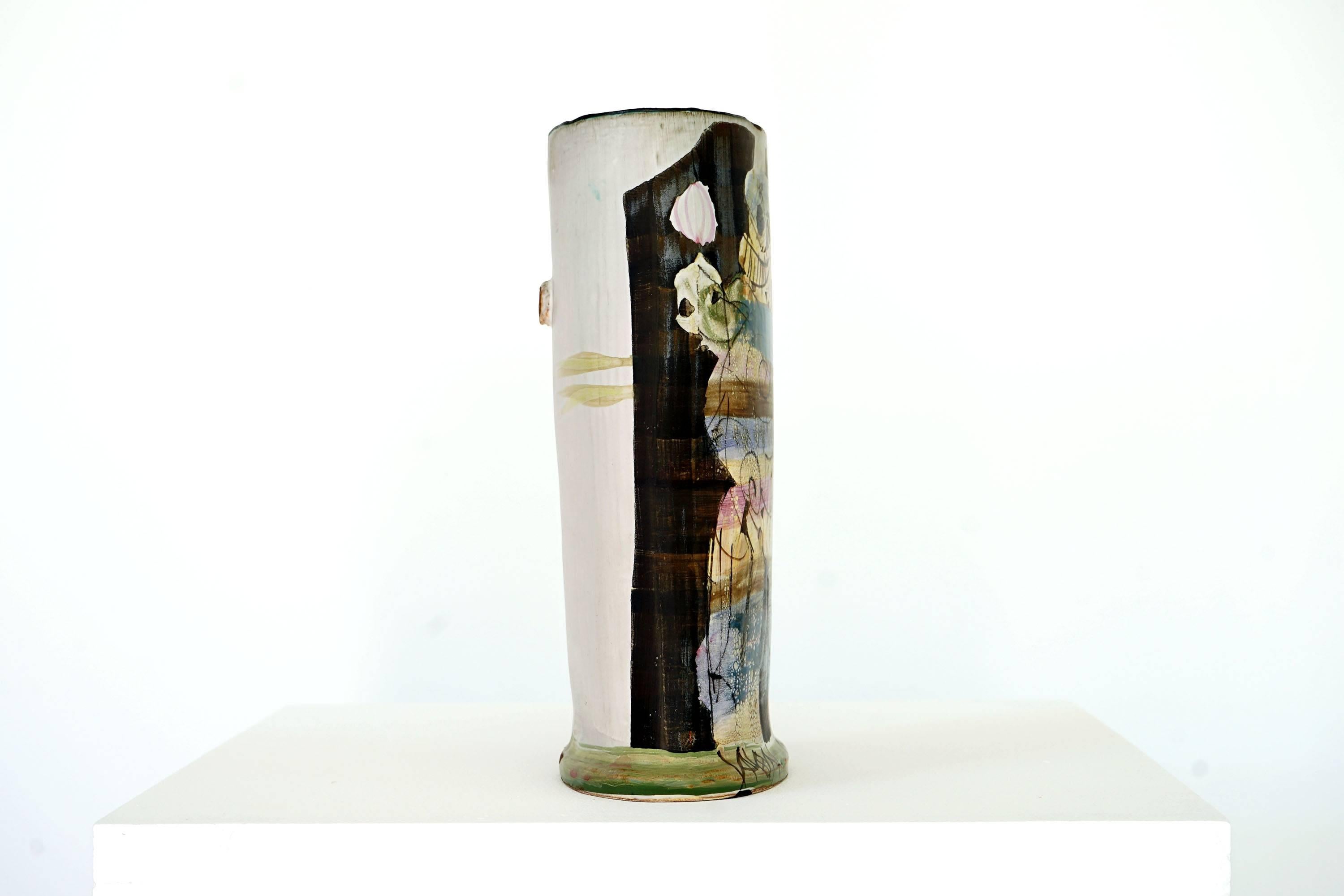 Glazed Gilbert Portanier / Ceramic Vase, Vallauris, 1981 For Sale