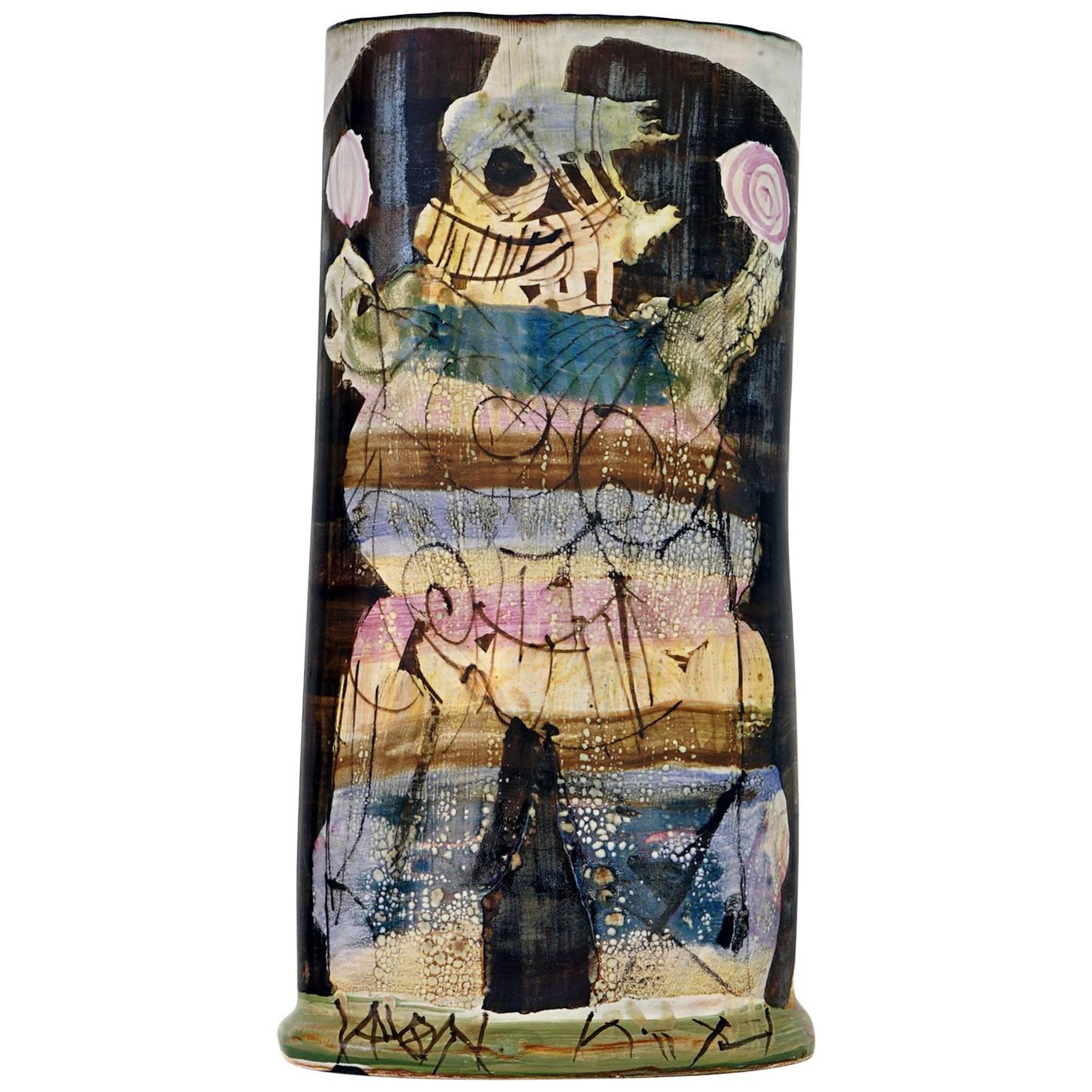 Gilbert Portanier / Ceramic Vase, Vallauris, 1981 For Sale