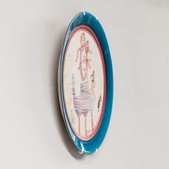 Gilbert Portanier Unique Art Blue Pottery Plate Signed 1981