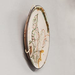 Gilbert Portanier Unique Art Grey Pottery Plate Signed 1977