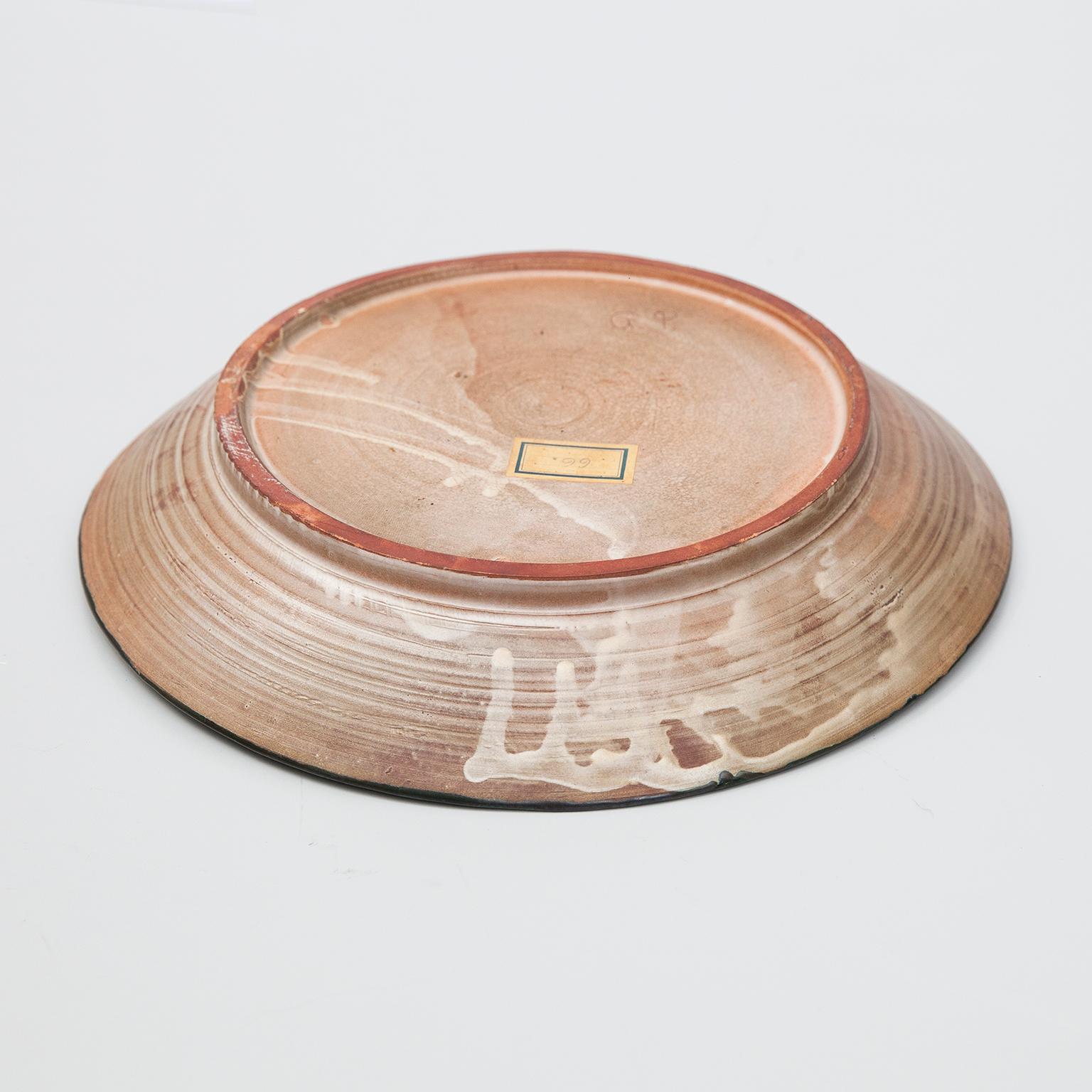 Mid-20th Century Gilbert Portanier Unique Art Pottery Plate Signed 1966