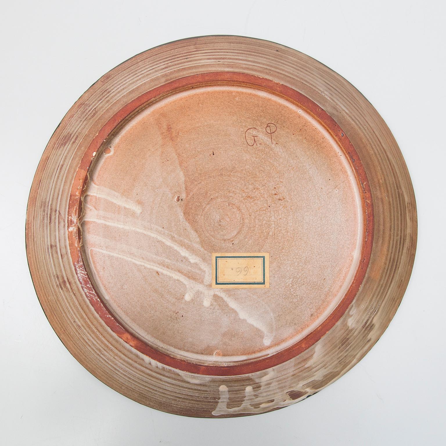 Ceramic Gilbert Portanier Unique Art Pottery Plate Signed 1966