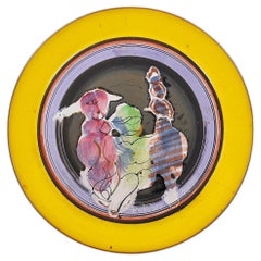 Einzigartiger gelber Keramikteller von Gilbert Portanier, signiert - 1982 - Vallauris