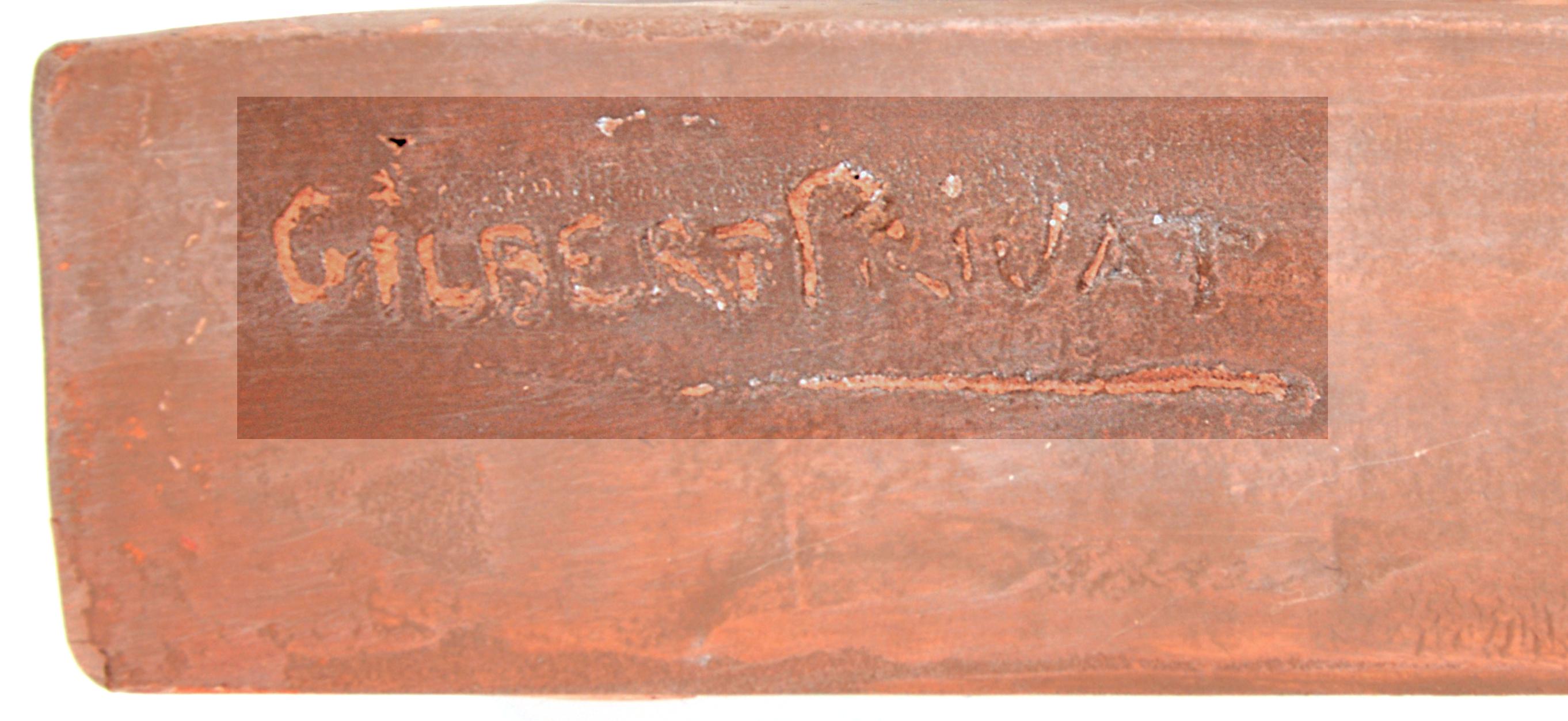 Gilbert Privat, bañista francés Art Déco con niño, escultura de terracota, 1920 Terracota en venta