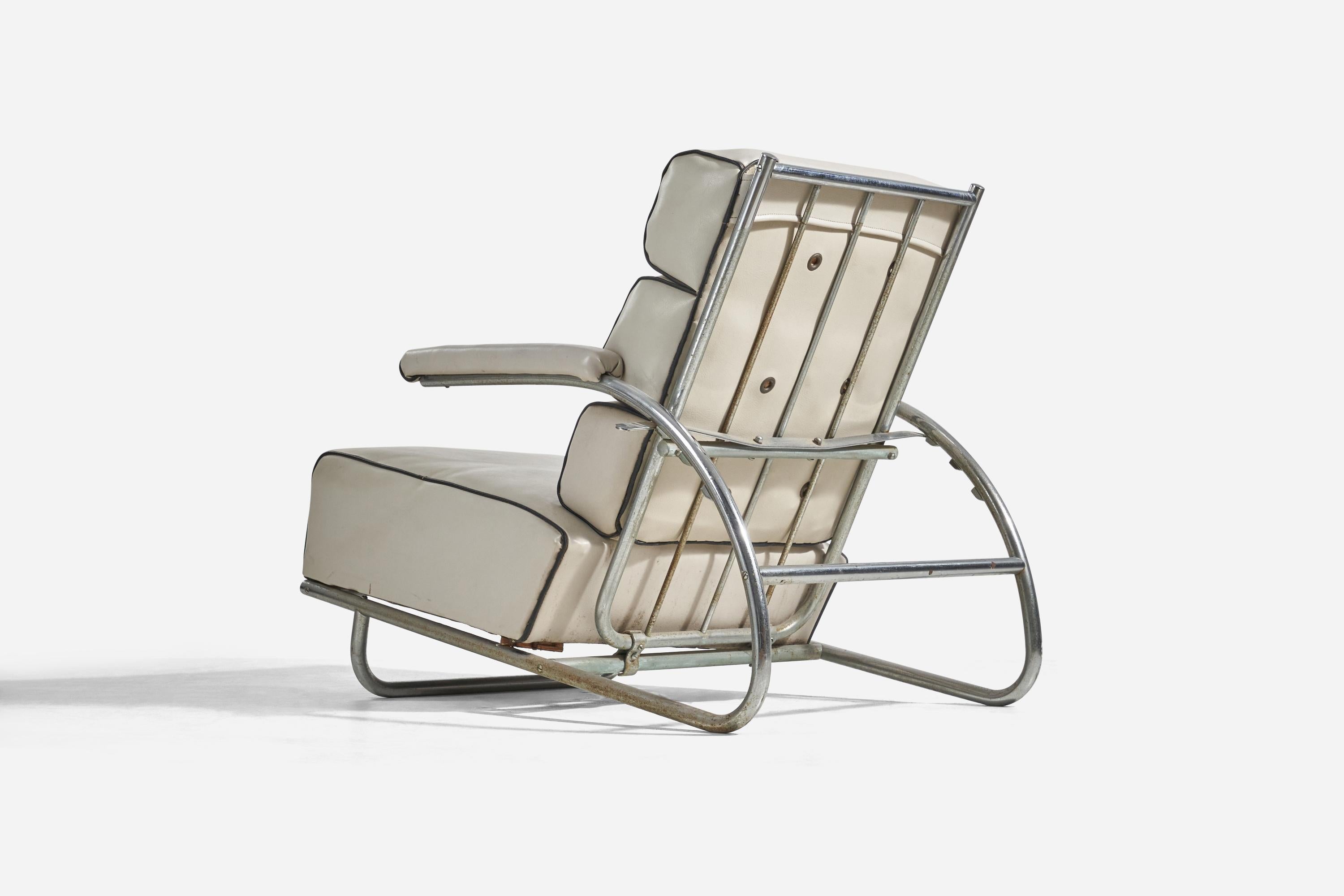 Gilbert Rodhe, Silla de salón, Cromo, Vinilo, EEUU, Década de 1940 en Bueno estado para la venta en High Point, NC