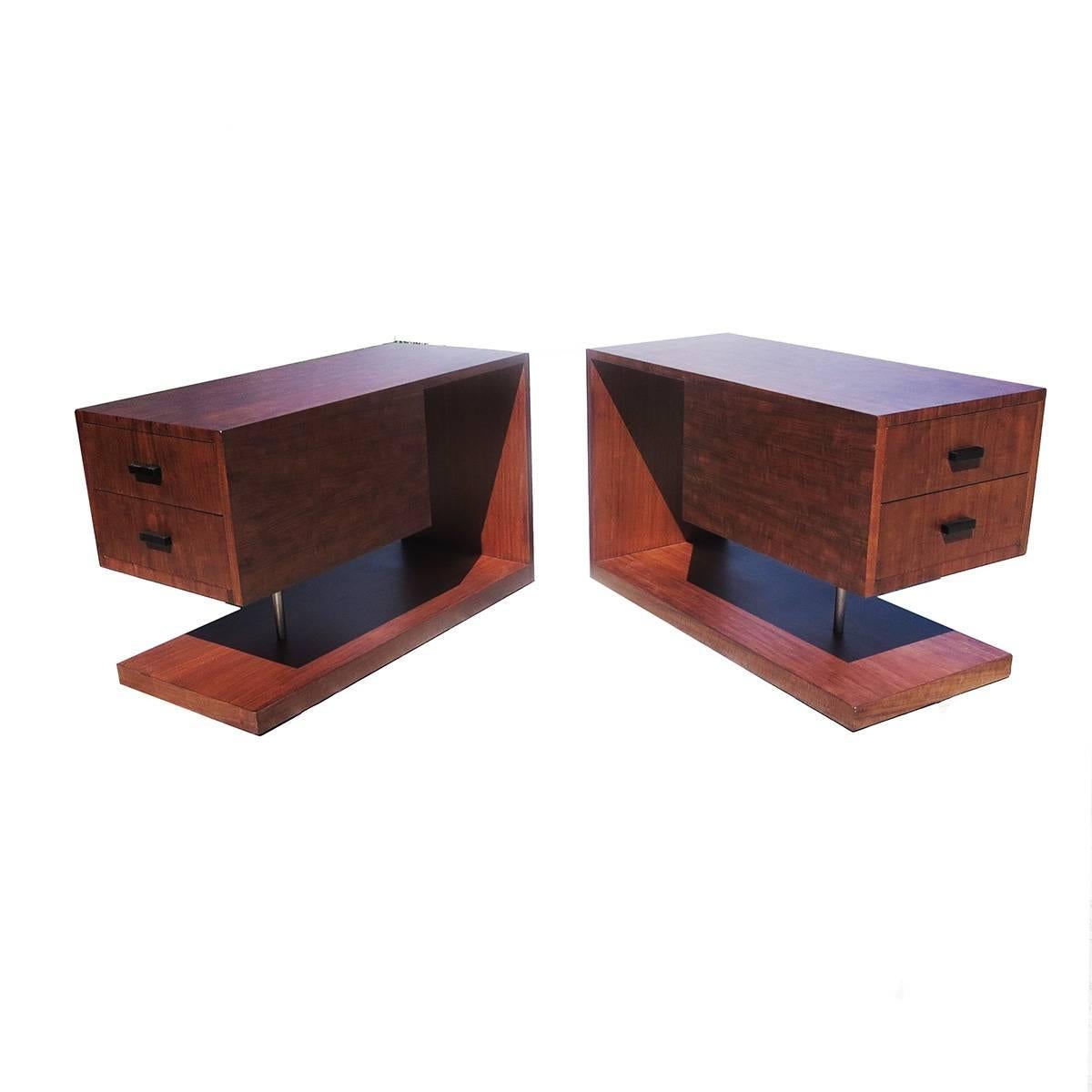 Considered one of the masters of modern American design, Gilbert Rohde created iconic designs for the Herman Miller furniture company from 1933, until his early death in 1944. These fantastic end tables exemplify his quest for clean, uncluttered