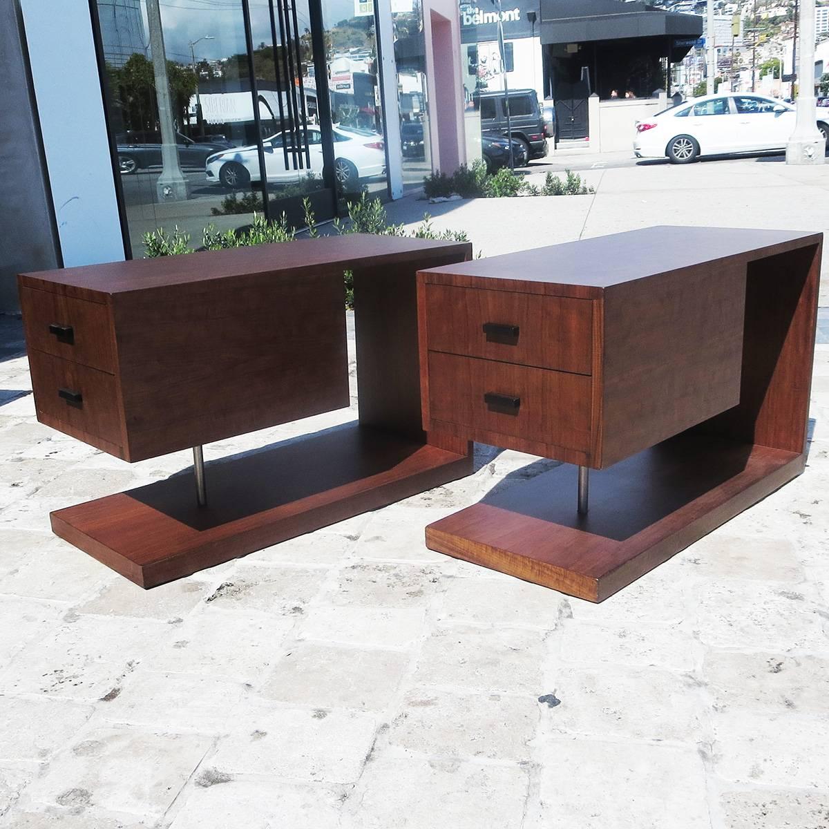 Mid-20th Century Gilbert Rohde / Herman Miller Refinished 1939 Art Deco End Tables