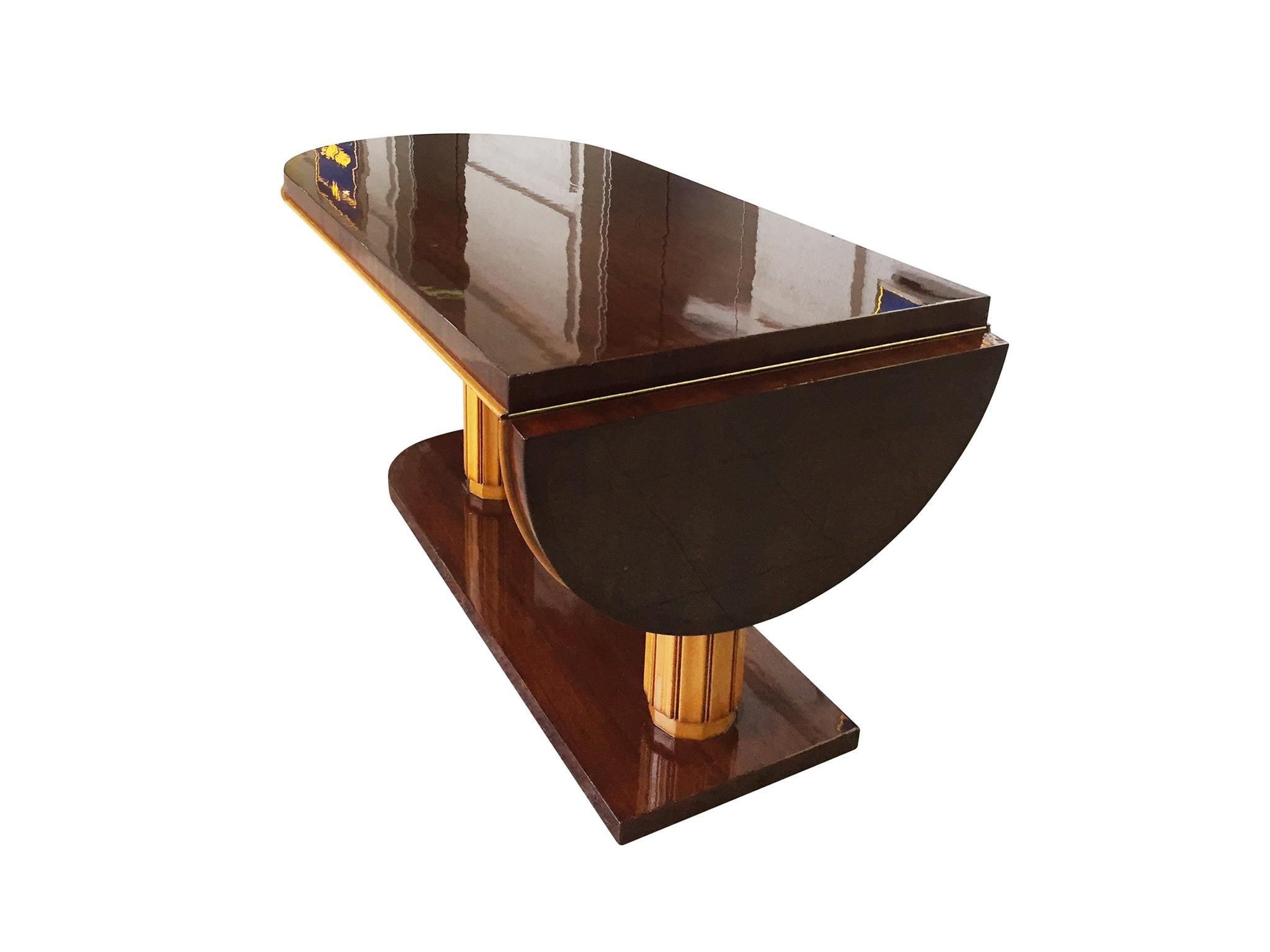 American Gilbert Rohde Art Deco Oval Drop-Leaf Desk