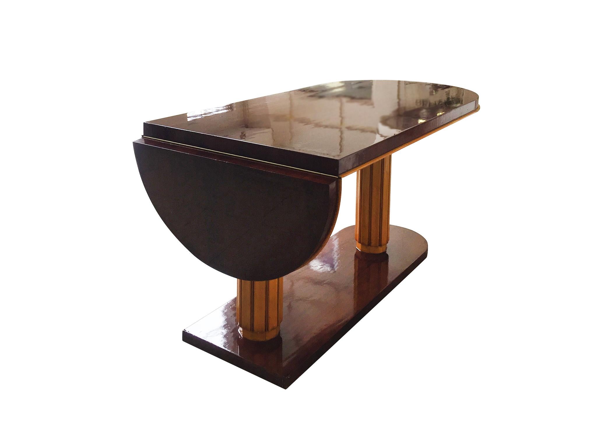 Lacquered Gilbert Rohde Art Deco Oval Drop-Leaf Desk