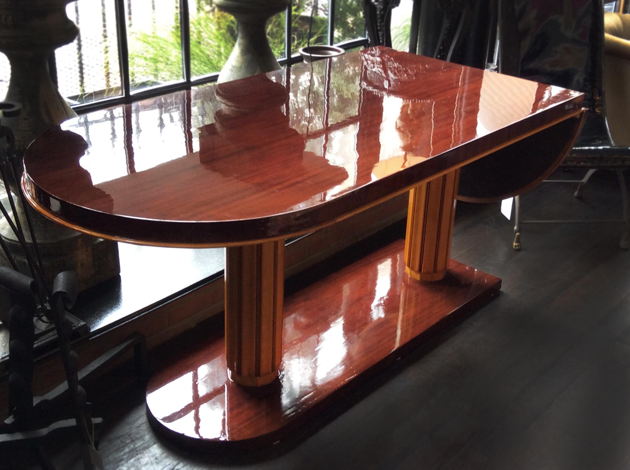 Beech Gilbert Rohde Art Deco Oval Drop-Leaf Desk