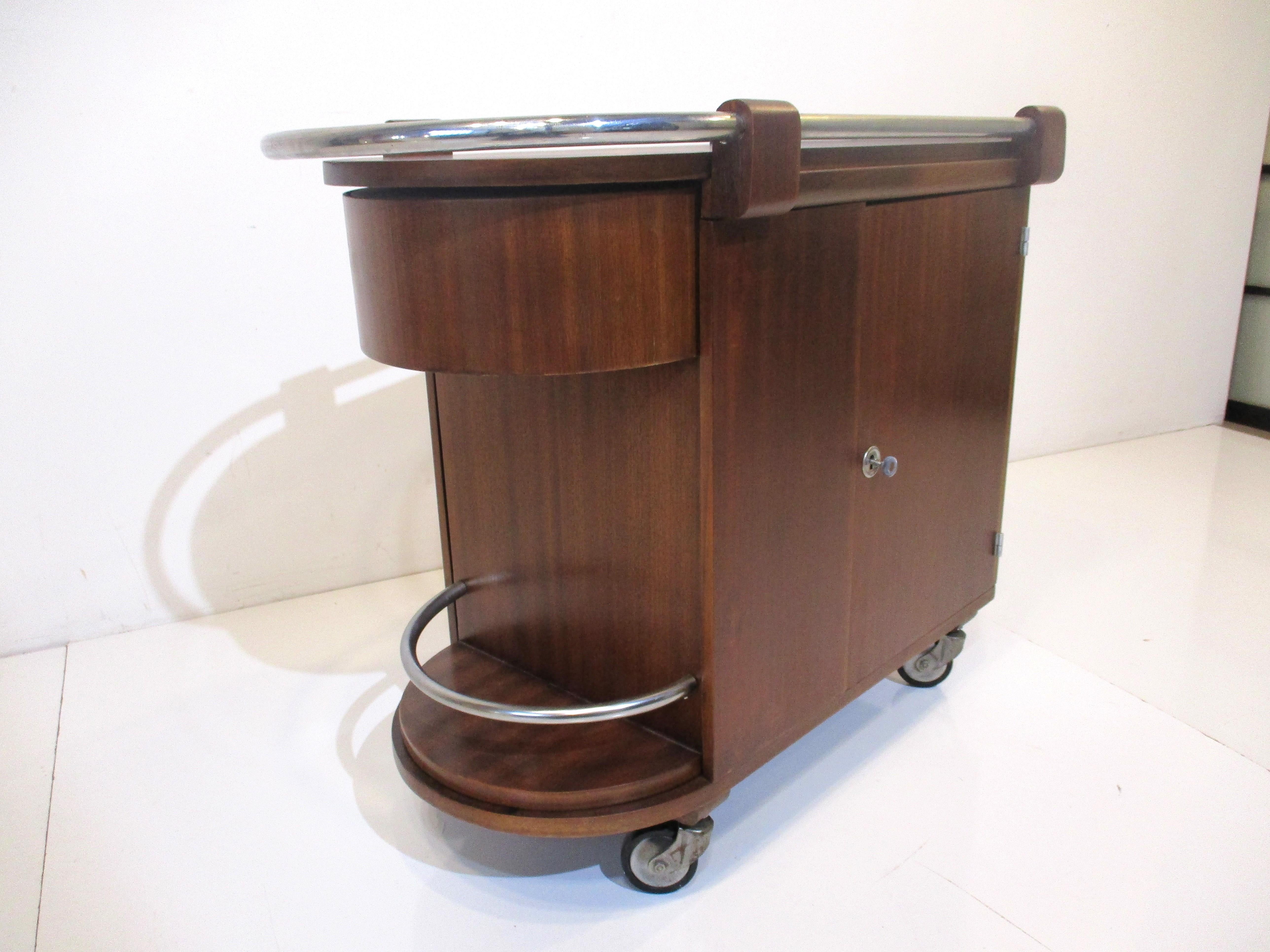 American Gilbert Rohde Art Deco Styled Rolling Bar Cart