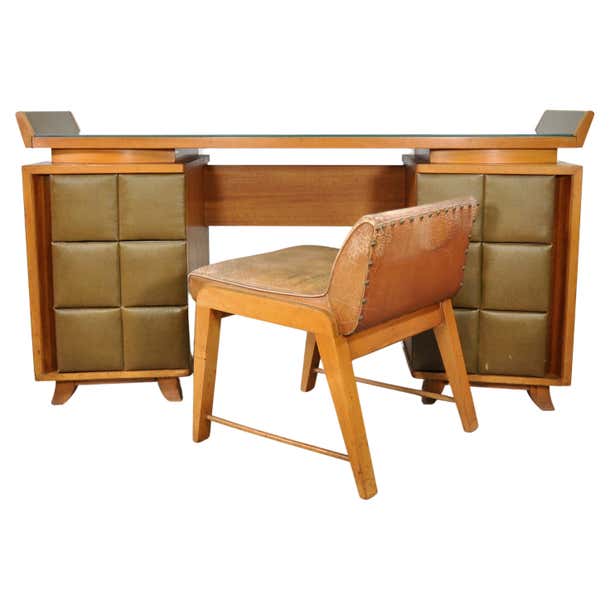 Gilbert Rohde Art Deco Vanity Table and Stool by Herman Miller For Sale ...