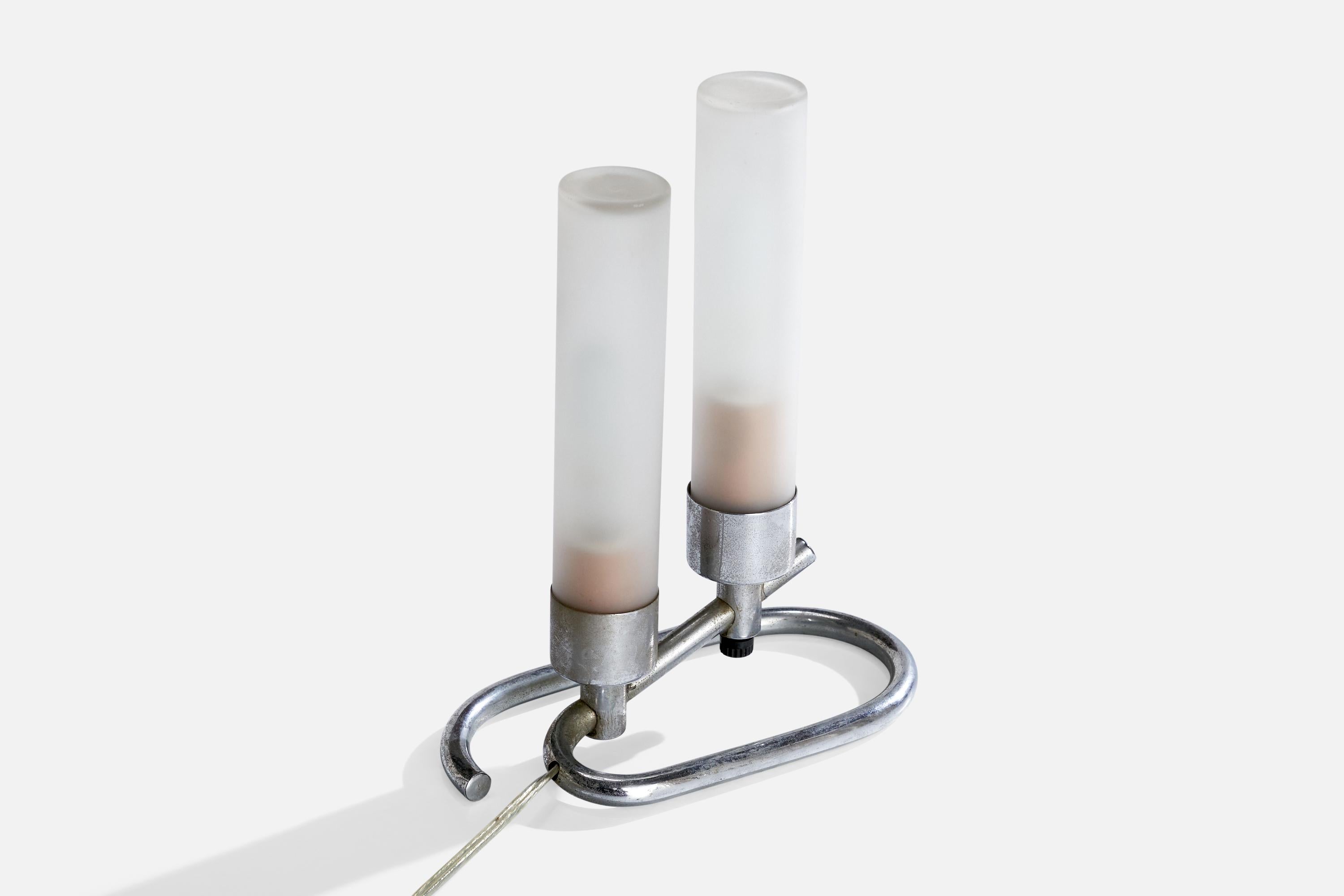 American Gilbert Rohde Attribution, Table Lamp, Chrome, Glass, USA, 1930s For Sale