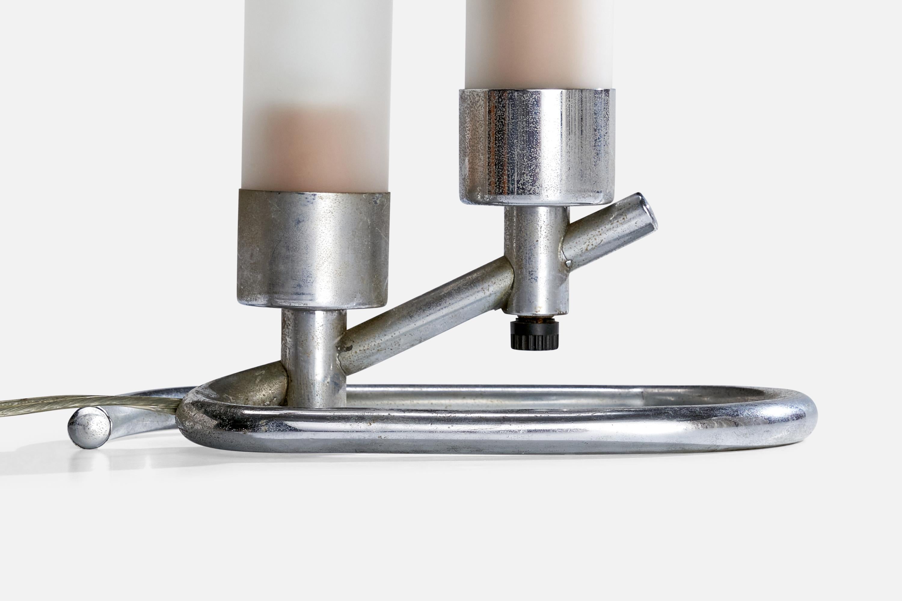 Gilbert Rohde Attribution, Table Lamp, Chrome, Glass, USA, 1930s For Sale 2