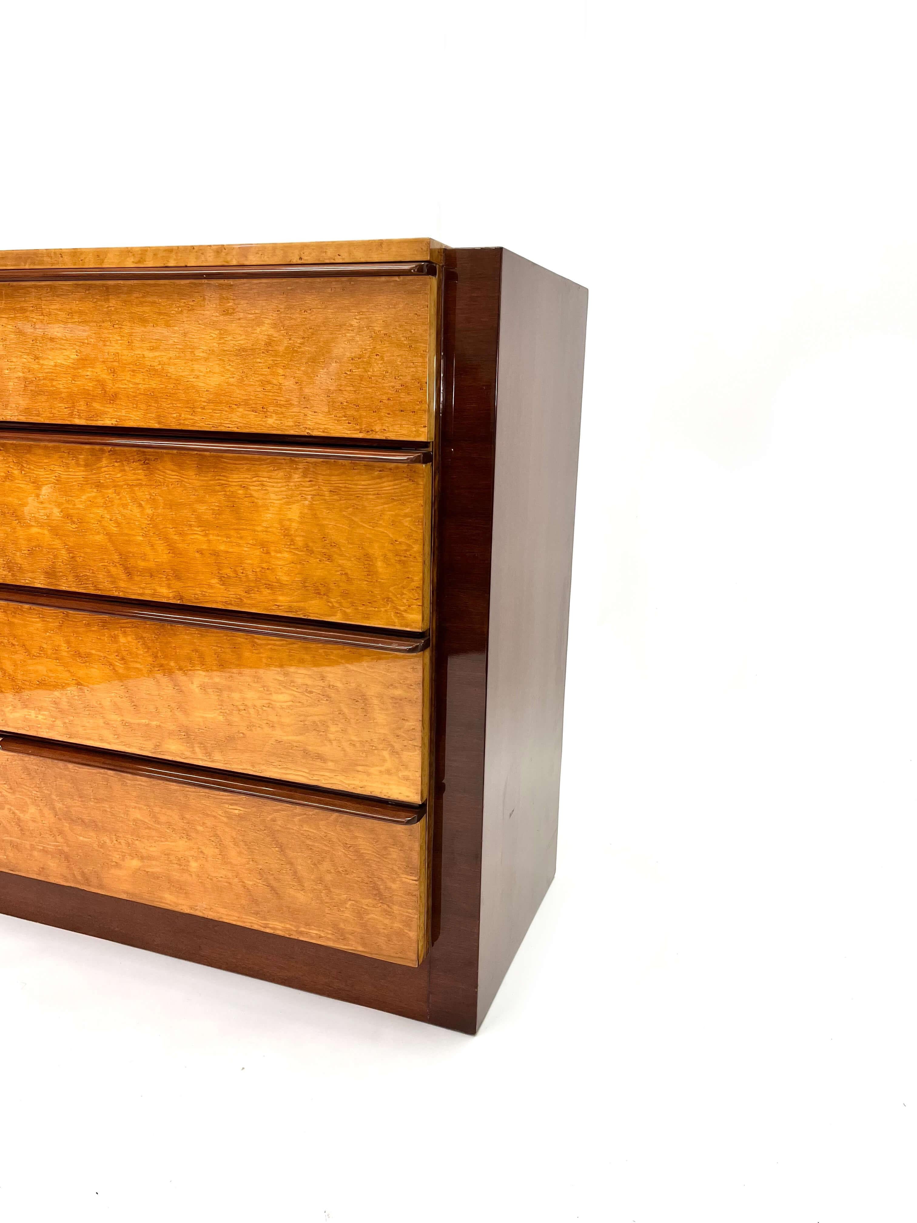 American Gilbert Rohde Chest of Drawers for Herman Miller in Birdseye Maple and Mahogany
