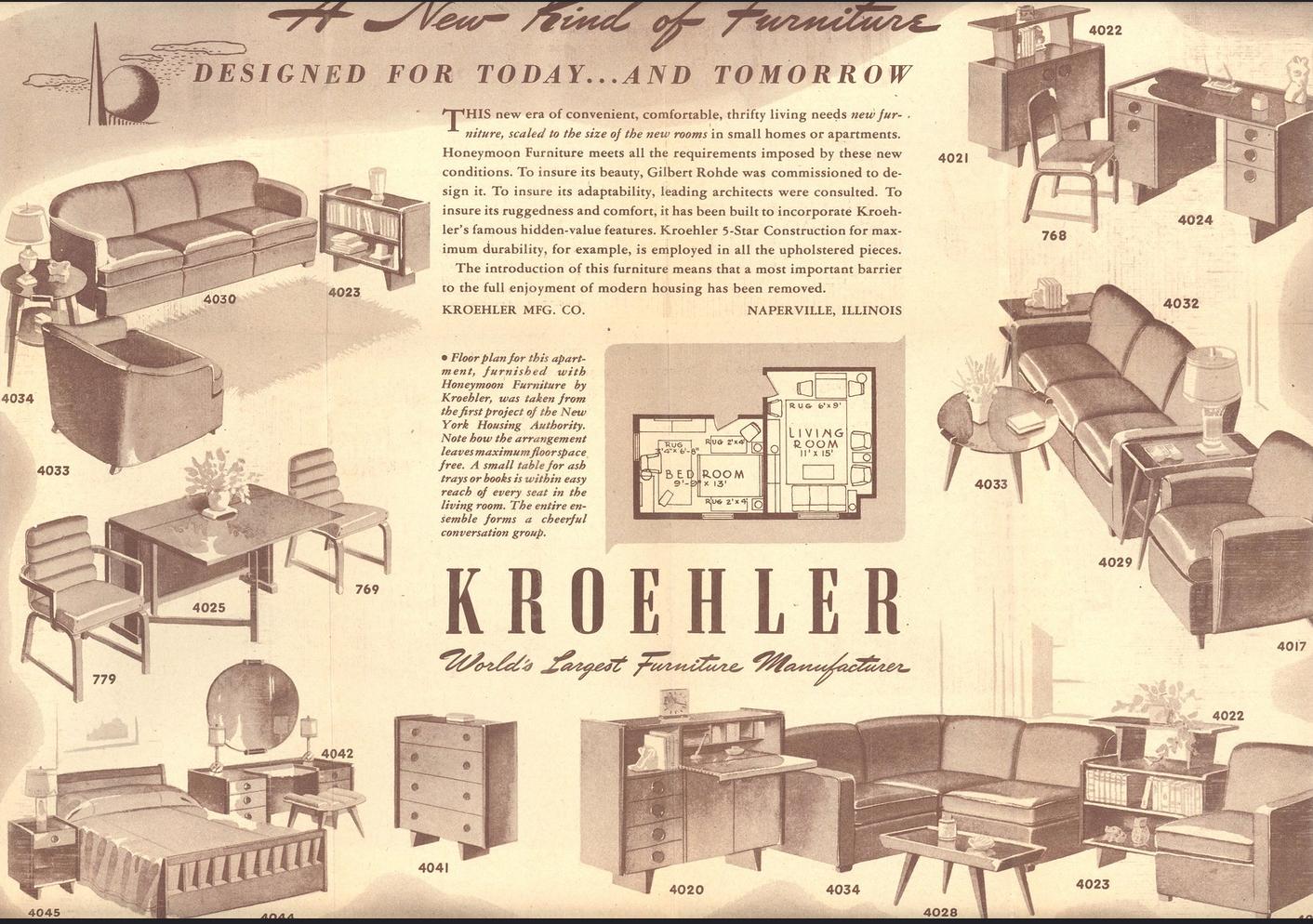 North American Gilbert Rohde Dresser 4041 Kroehler New York World's Fair 1940 Two-Tone 44