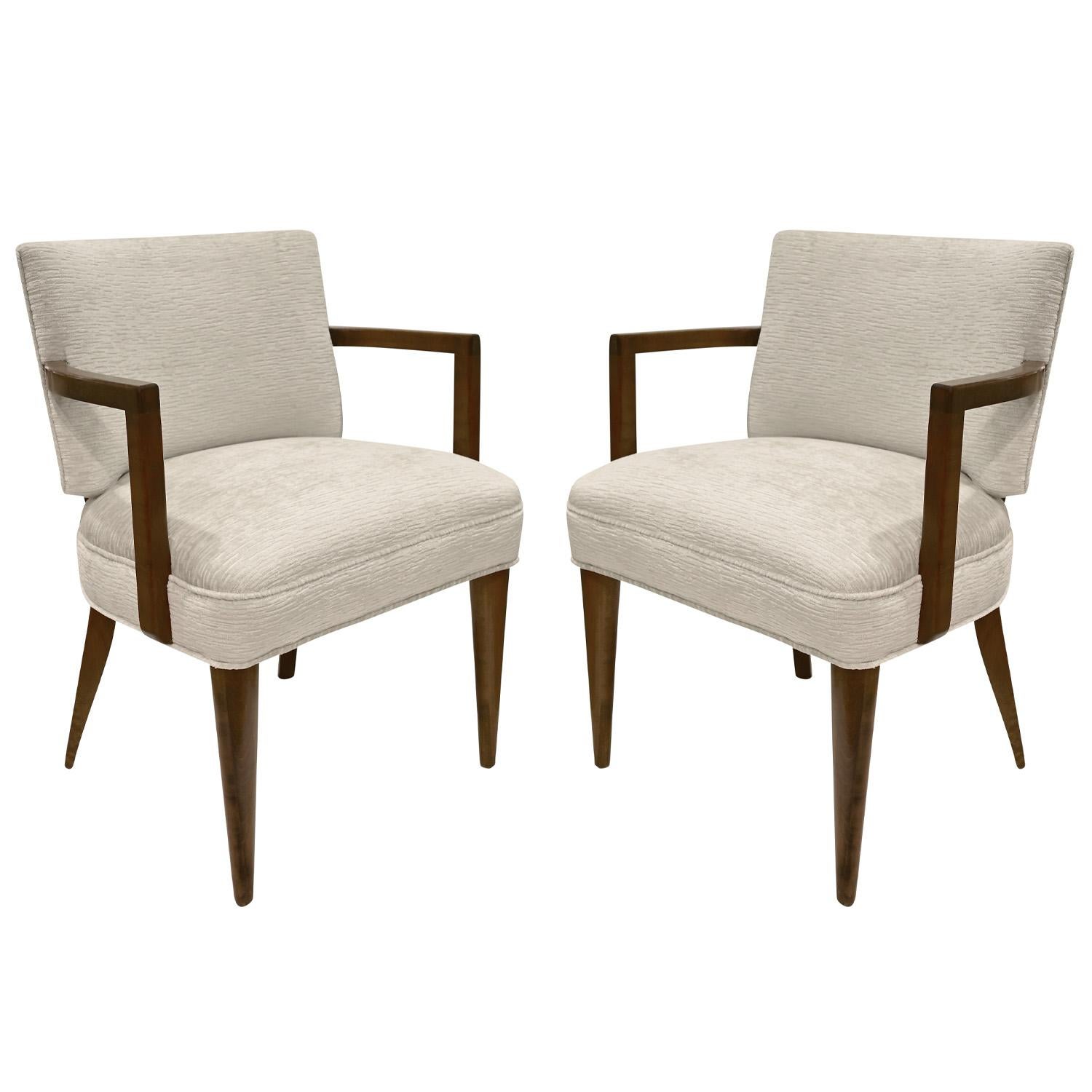 American Gilbert Rohde Elegant Set of 8 Newly Upholstered Dining Chairs, 1940s