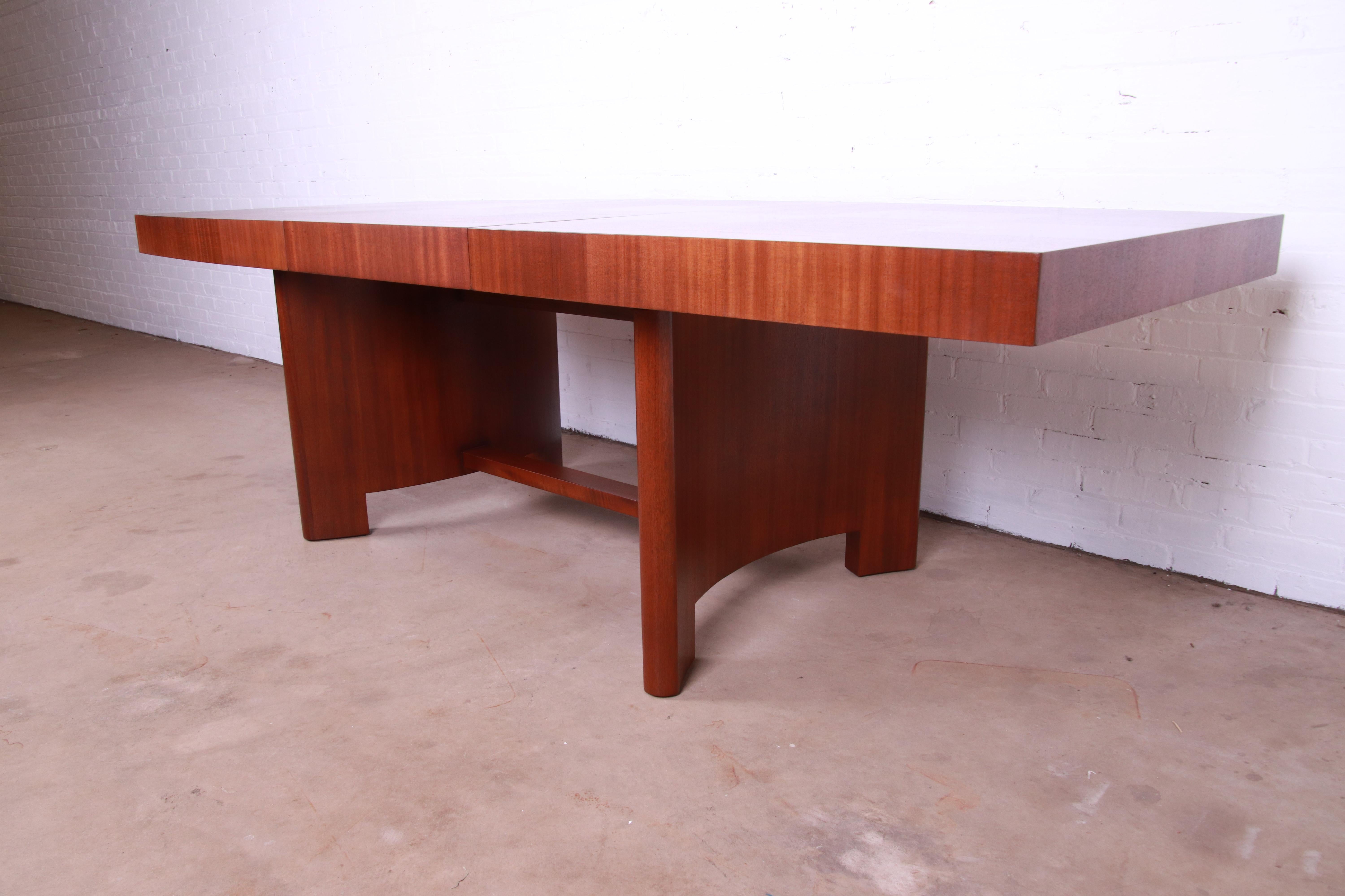 Gilbert Rohde for Herman Miller Art Deco Mahogany and Burl Dining Table, 1930s In Good Condition In South Bend, IN