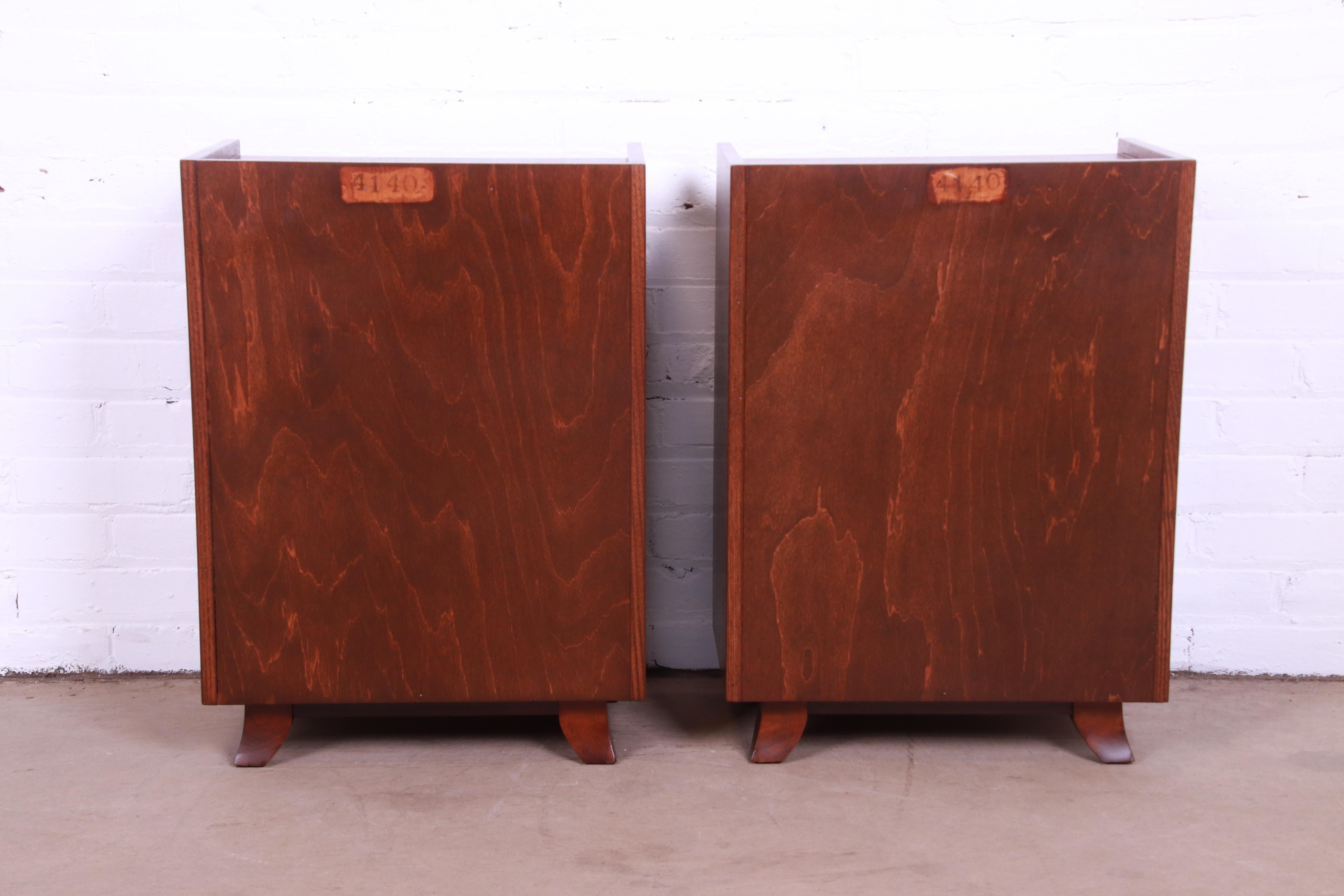 Gilbert Rohde for Herman Miller Art Deco Mahogany Nightstands, Newly Refinished For Sale 12