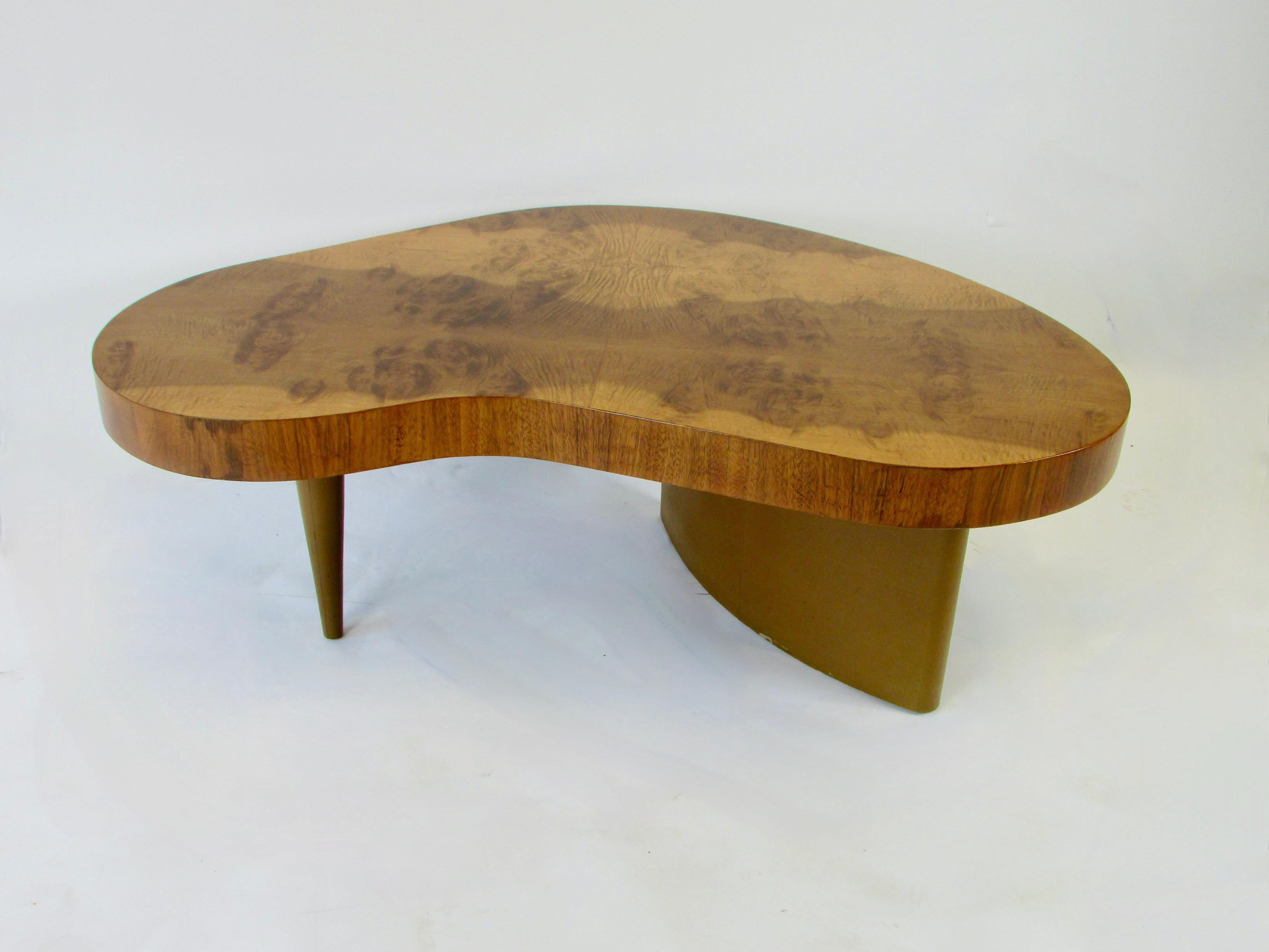 Gilbert Rohde for Herman Miller Bio Morphic Burl Top Art Deco Cocktail Table In Good Condition In Ferndale, MI