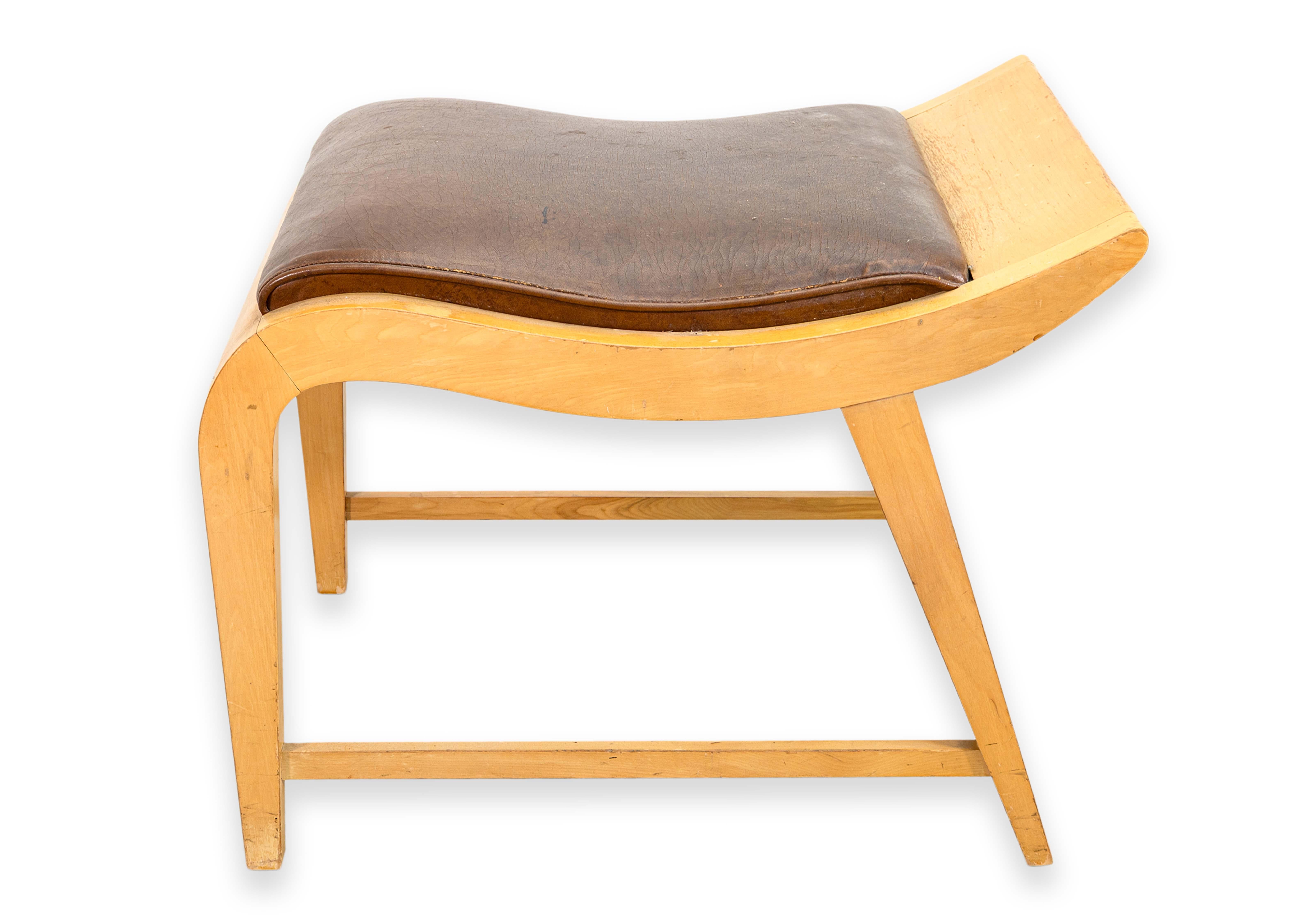 Gilbert Rohde para Herman Miller Modelo 3955 Taburete de tocador 1935 Diseño moderno en Bueno estado para la venta en Keego Harbor, MI