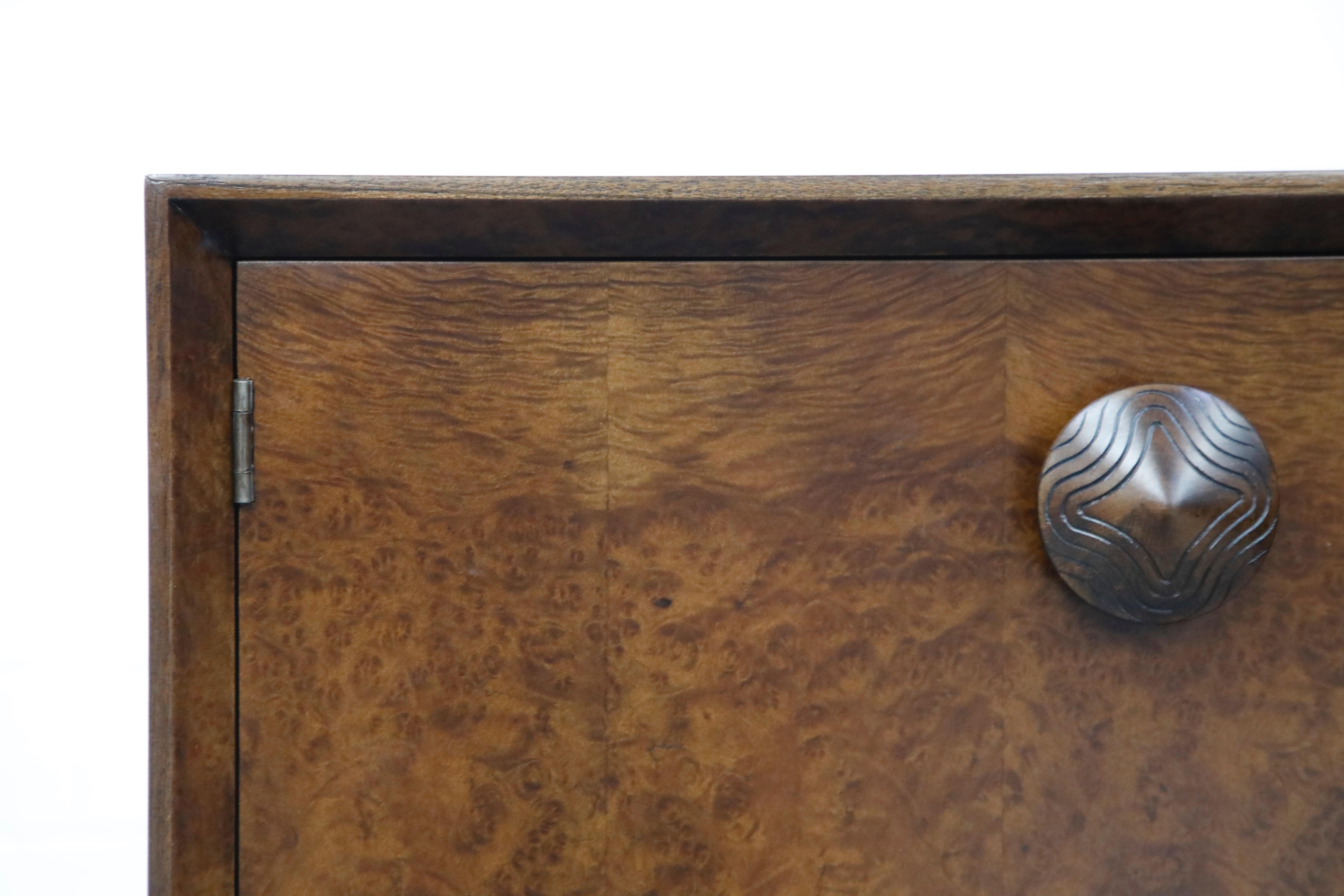 Gilbert Rohde for Herman Miller 'Paldao' Burl Dresser Cabinet, 1940s, Signed 9