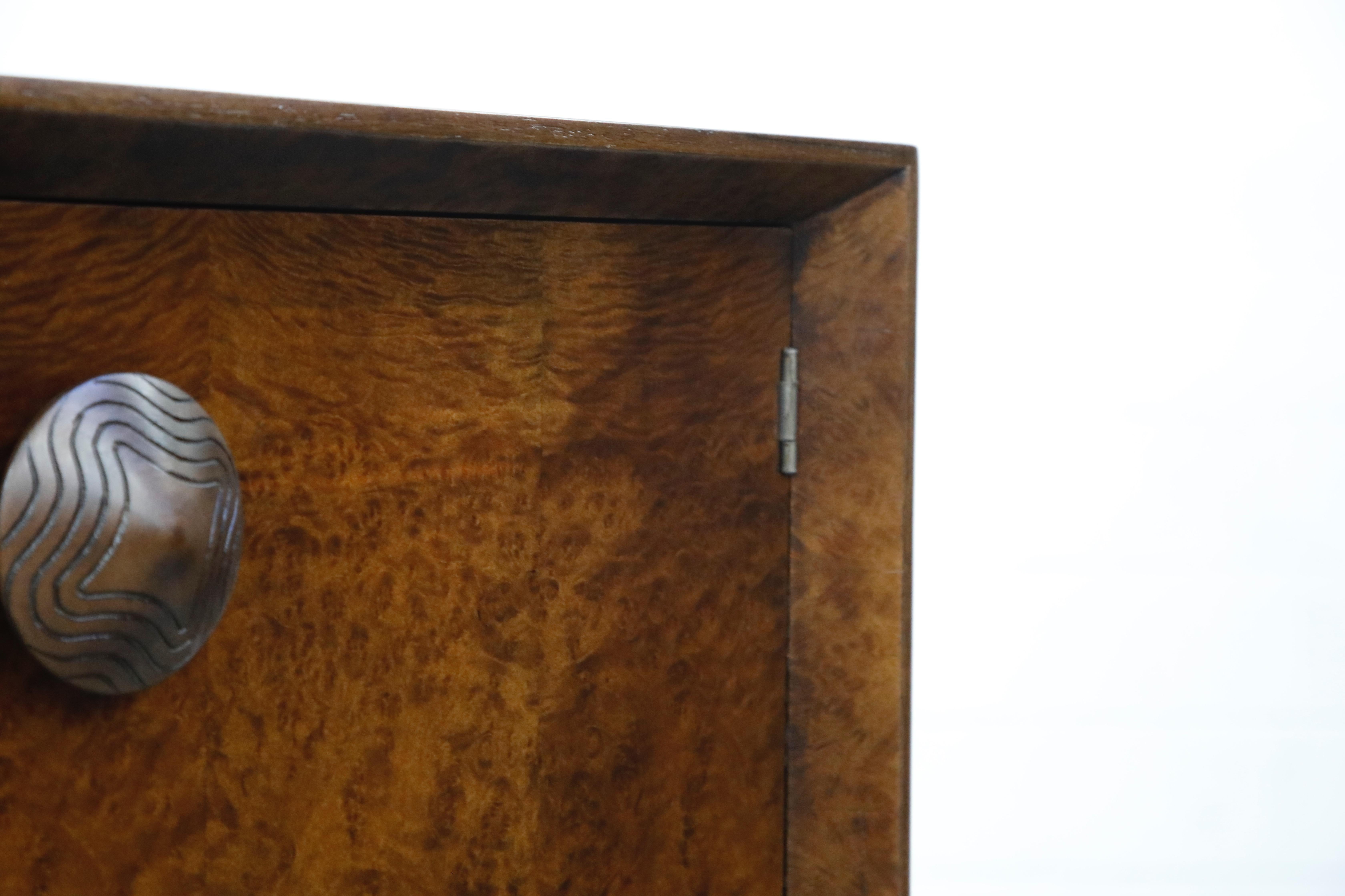 Gilbert Rohde for Herman Miller 'Paldao' Burl Dresser Cabinet, 1940s, Signed 10