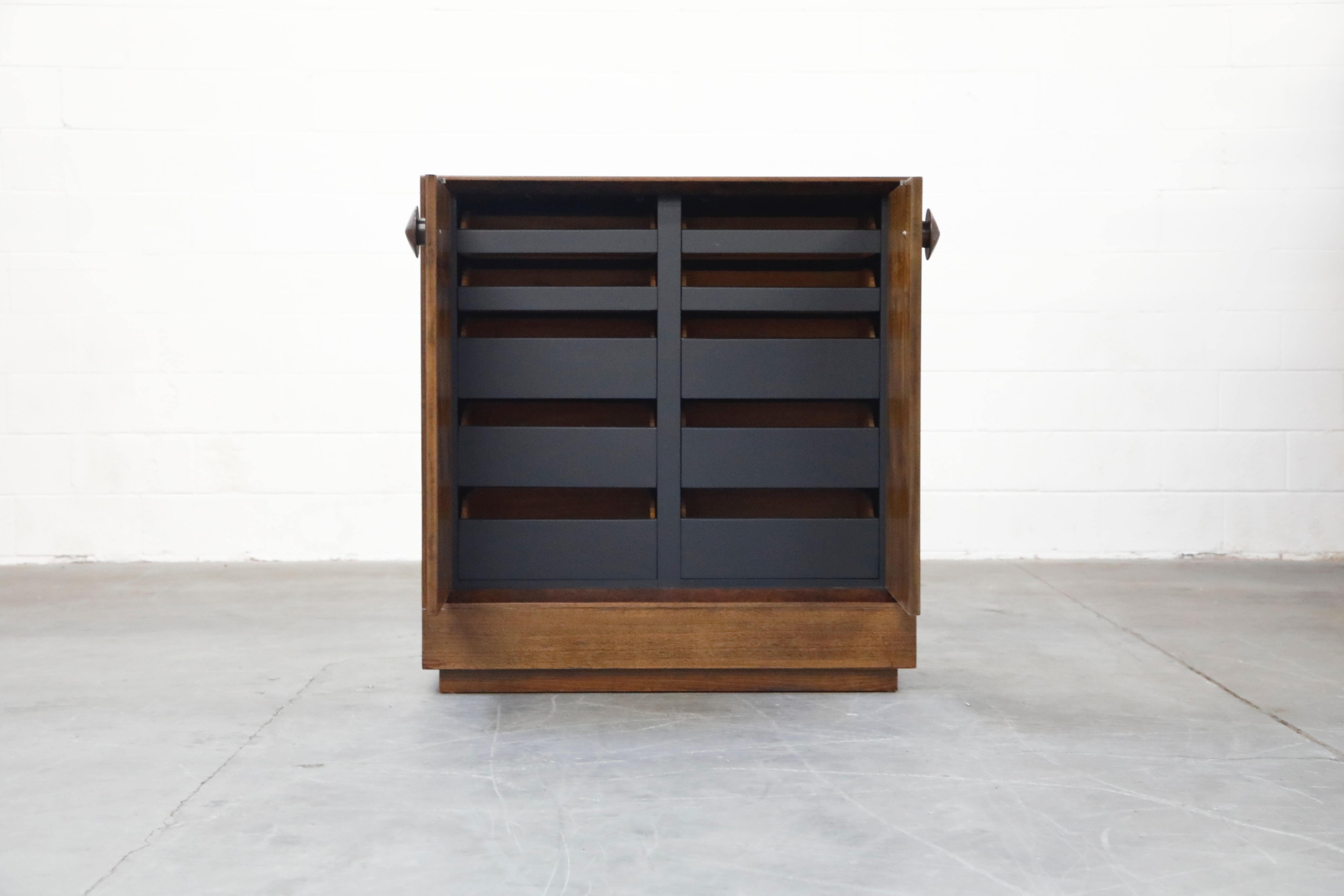 Mid-Century Modern Gilbert Rohde for Herman Miller 'Paldao' Burl Dresser Cabinet, 1940s, Signed