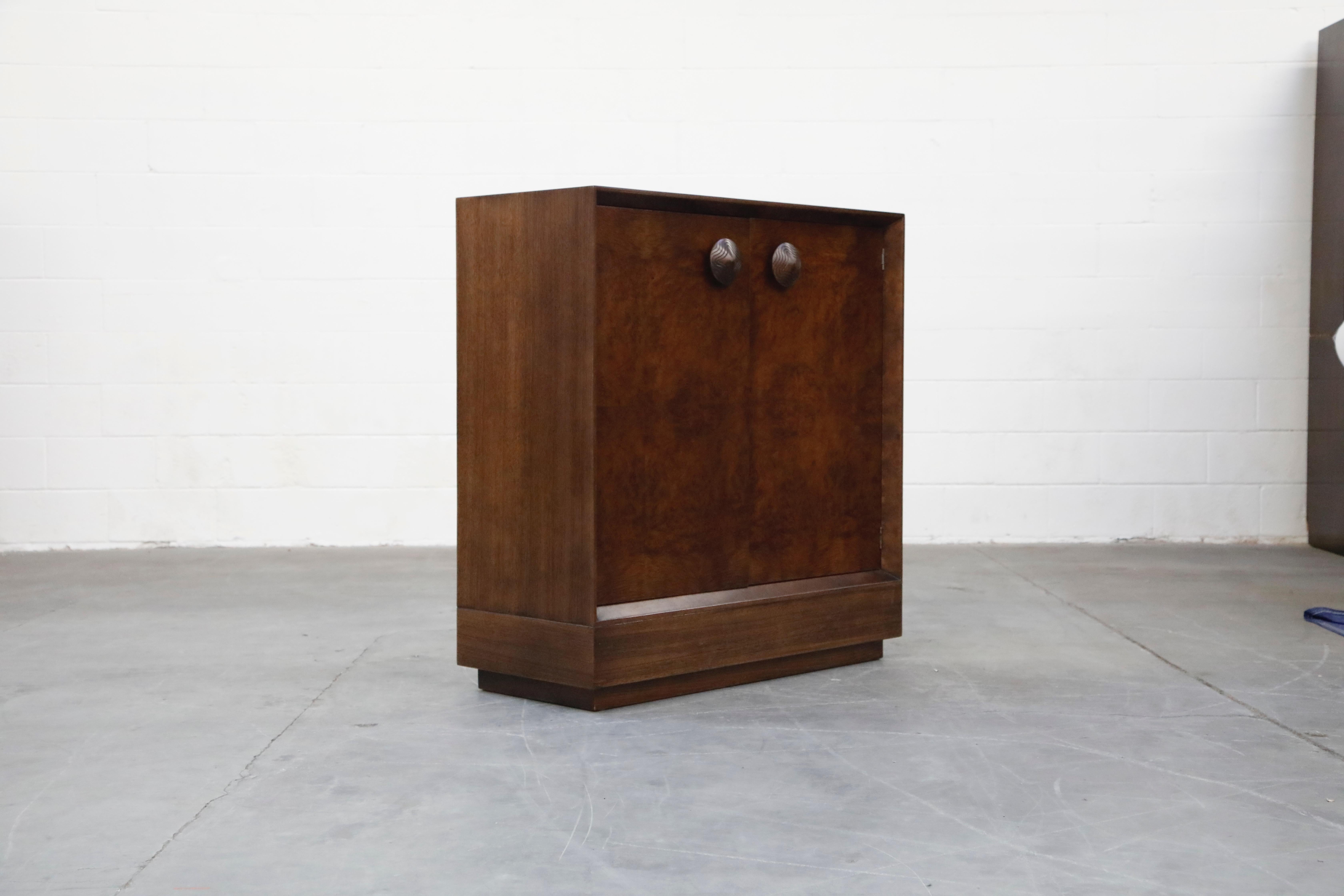 Gilbert Rohde for Herman Miller 'Paldao' Burl Dresser Cabinet, 1940s, Signed In Excellent Condition In Los Angeles, CA