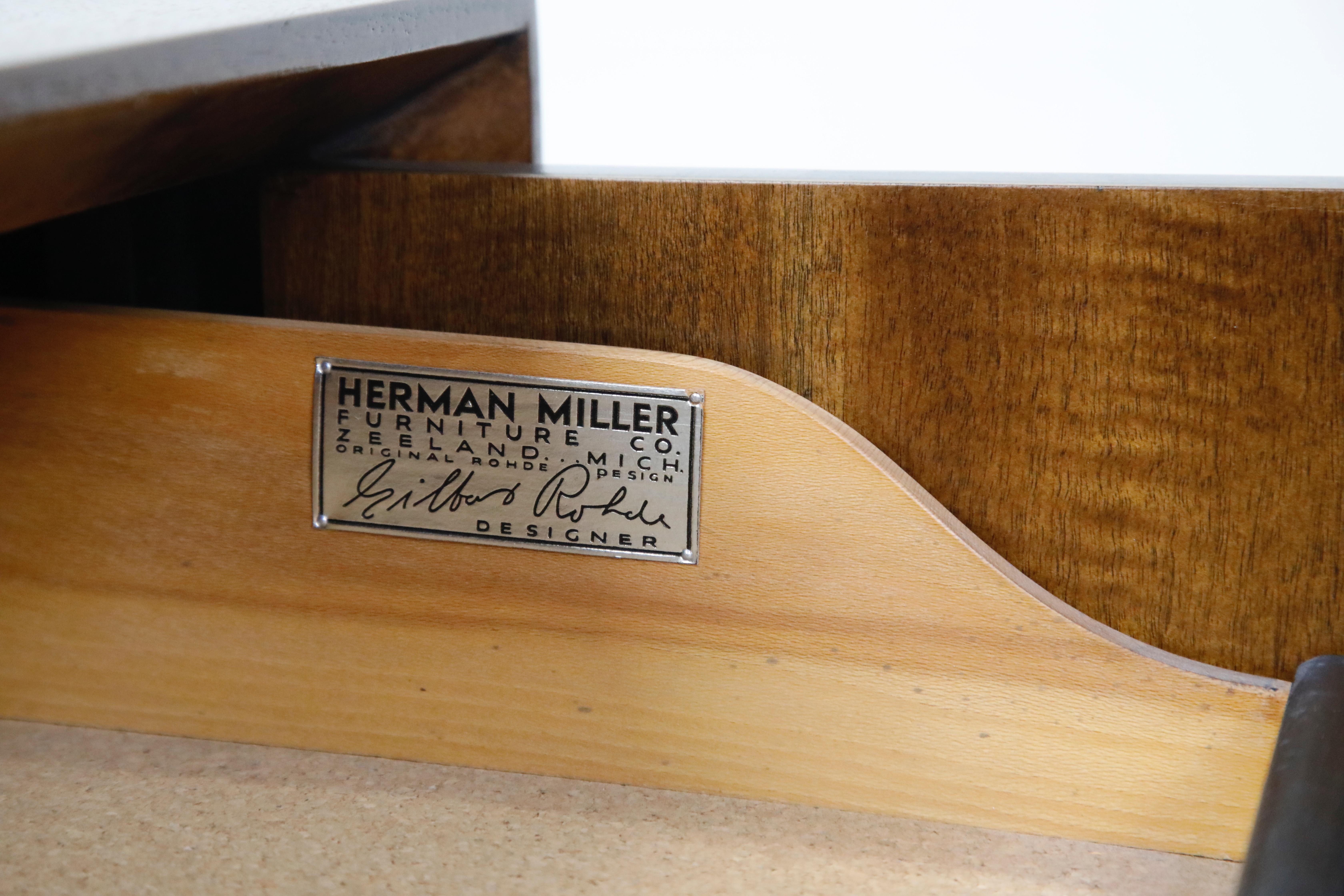 Gilbert Rohde for Herman Miller 'Paldao' Burl Dresser Cabinet, 1940s, Signed 2