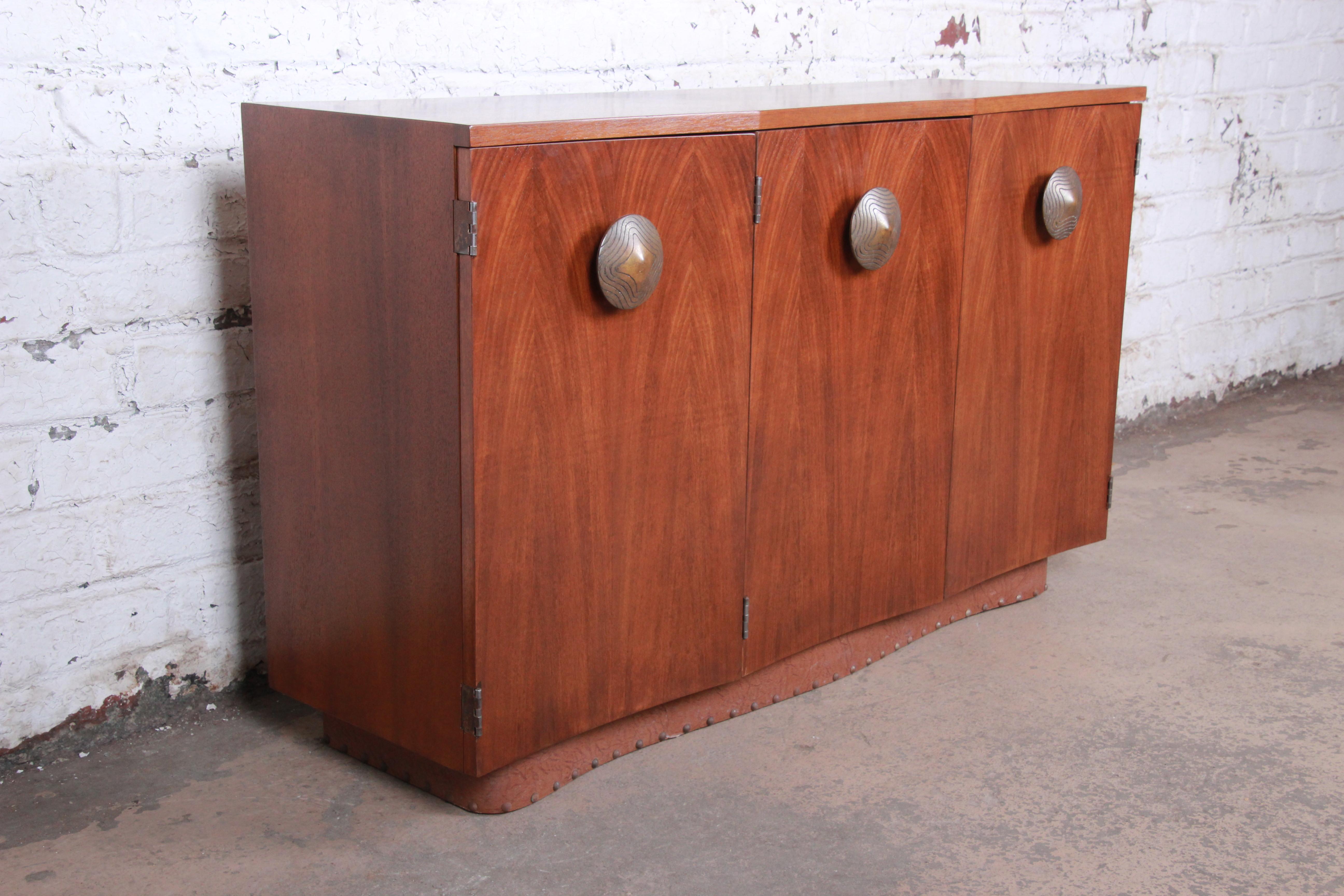 Gilbert Rohde for Herman Miller Paldao Sideboard or Bar Cabinet, Newly Restored In Good Condition In South Bend, IN