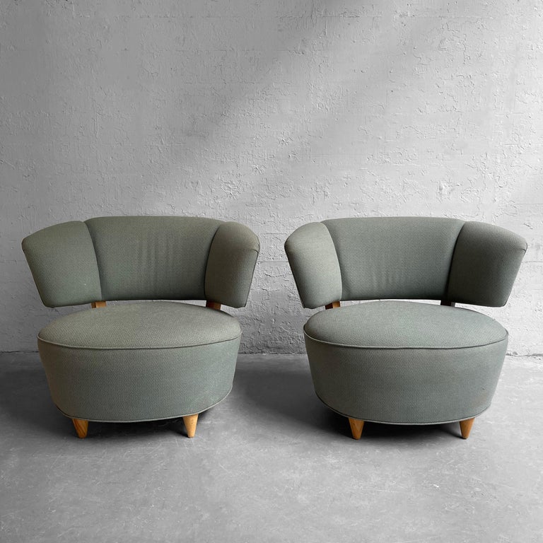 Art Deco Gilbert Rohde for Herman Miller Upholstered Slipper Chairs For Sale