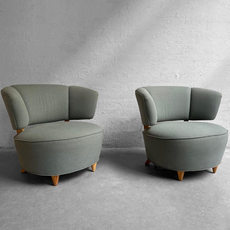 American Gilbert Rohde for Herman Miller Upholstered Slipper Chairs For Sale