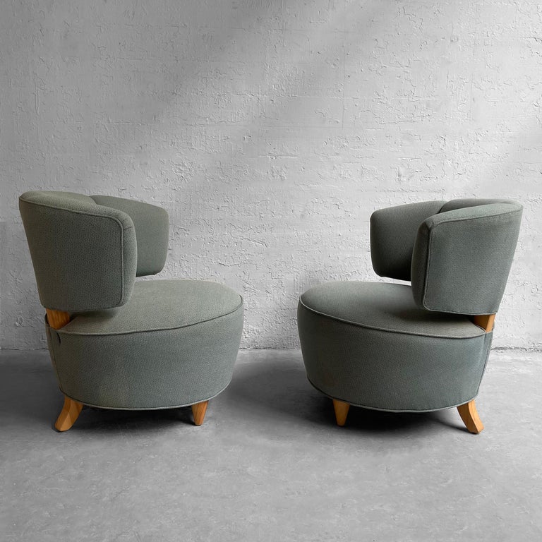Gilbert Rohde for Herman Miller Upholstered Slipper Chairs In Good Condition For Sale In Brooklyn, NY