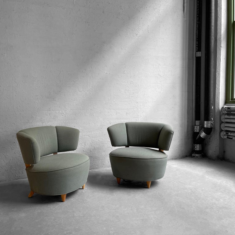 20th Century Gilbert Rohde for Herman Miller Upholstered Slipper Chairs For Sale