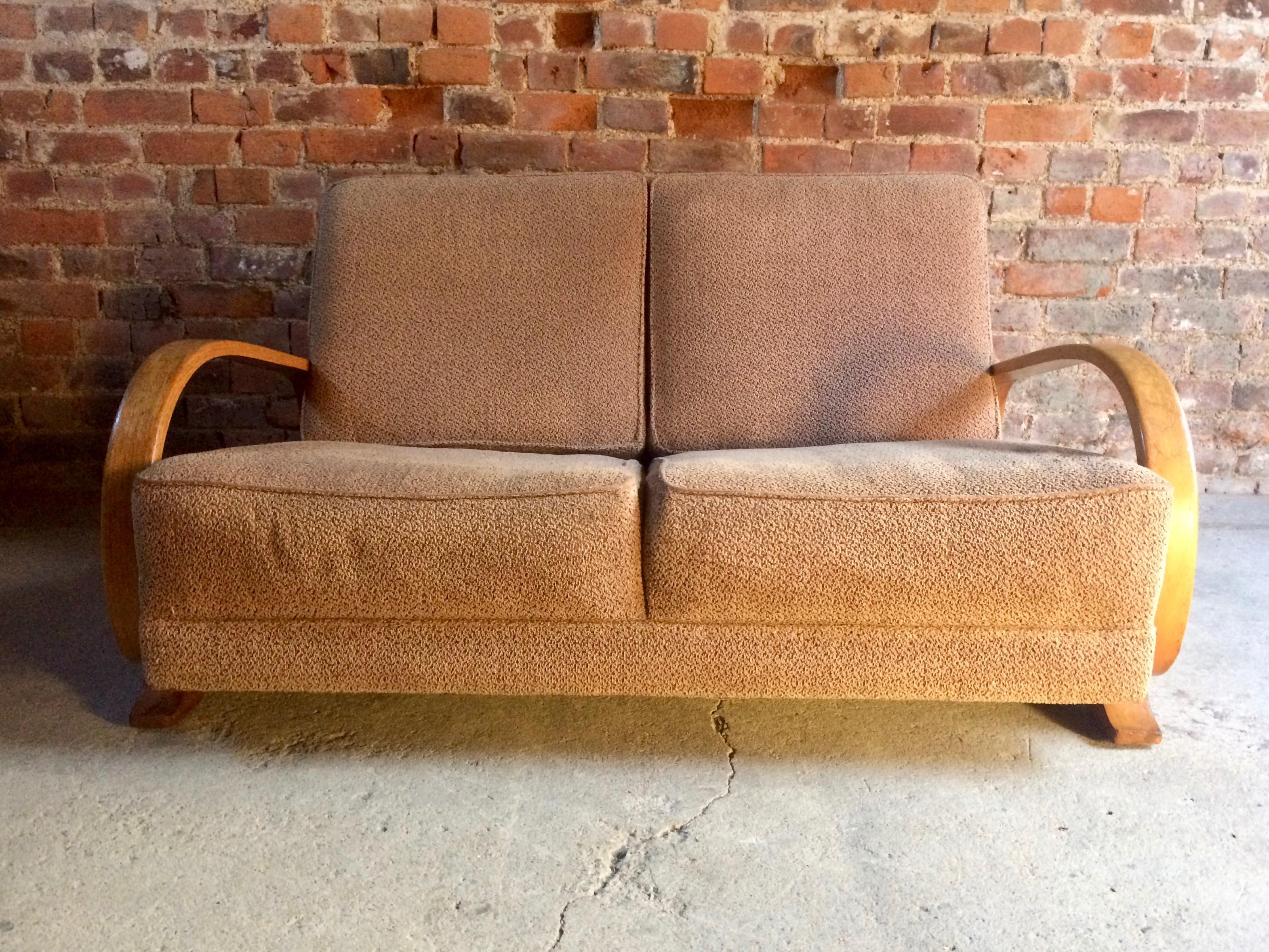 Mid-20th Century Gilbert Rohde for Heywood Wakefield Sofa Settee Two-Seat Art Deco Streamline