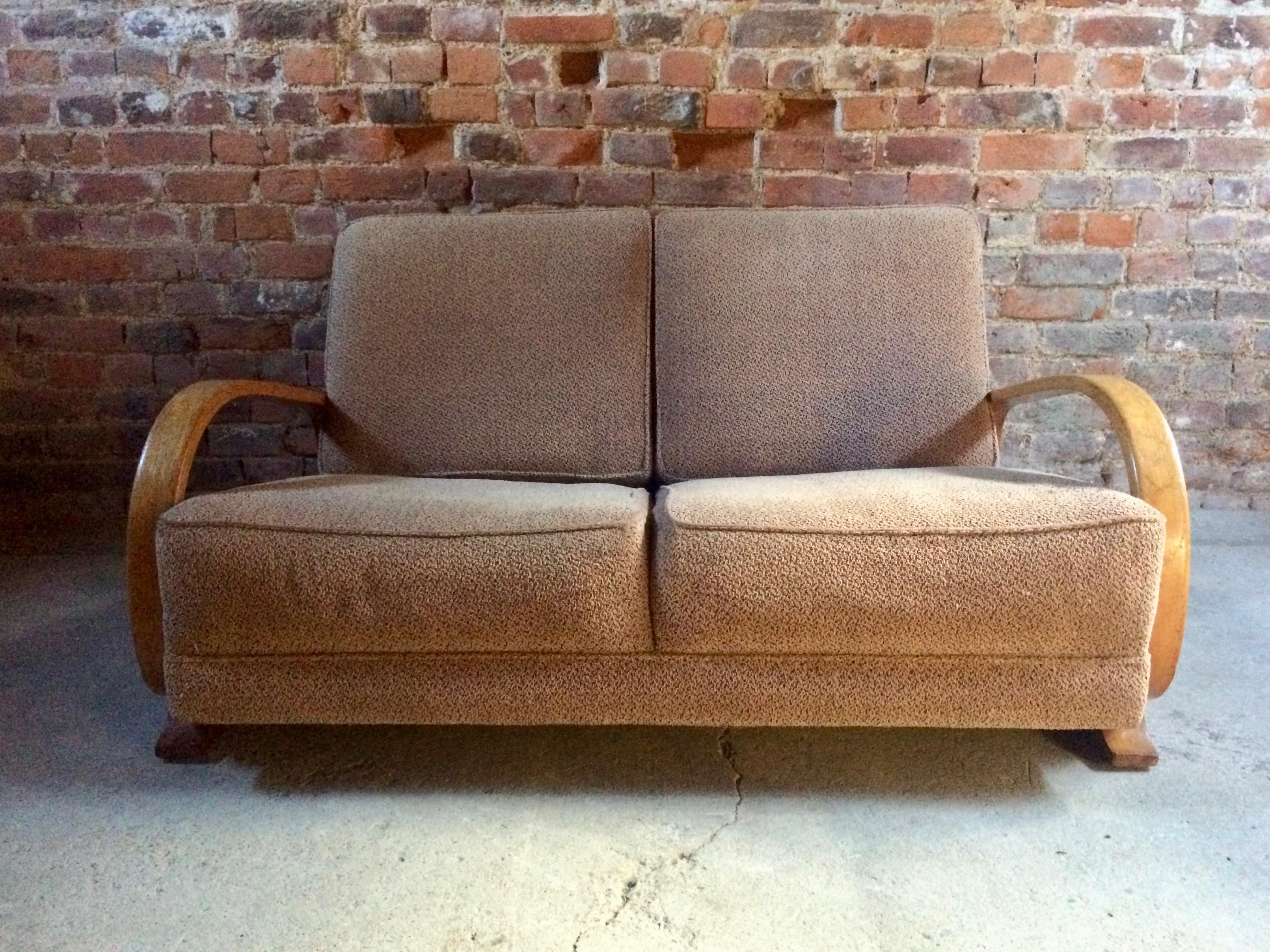 Bentwood Gilbert Rohde for Heywood Wakefield Sofa Settee Two-Seat Art Deco Streamline