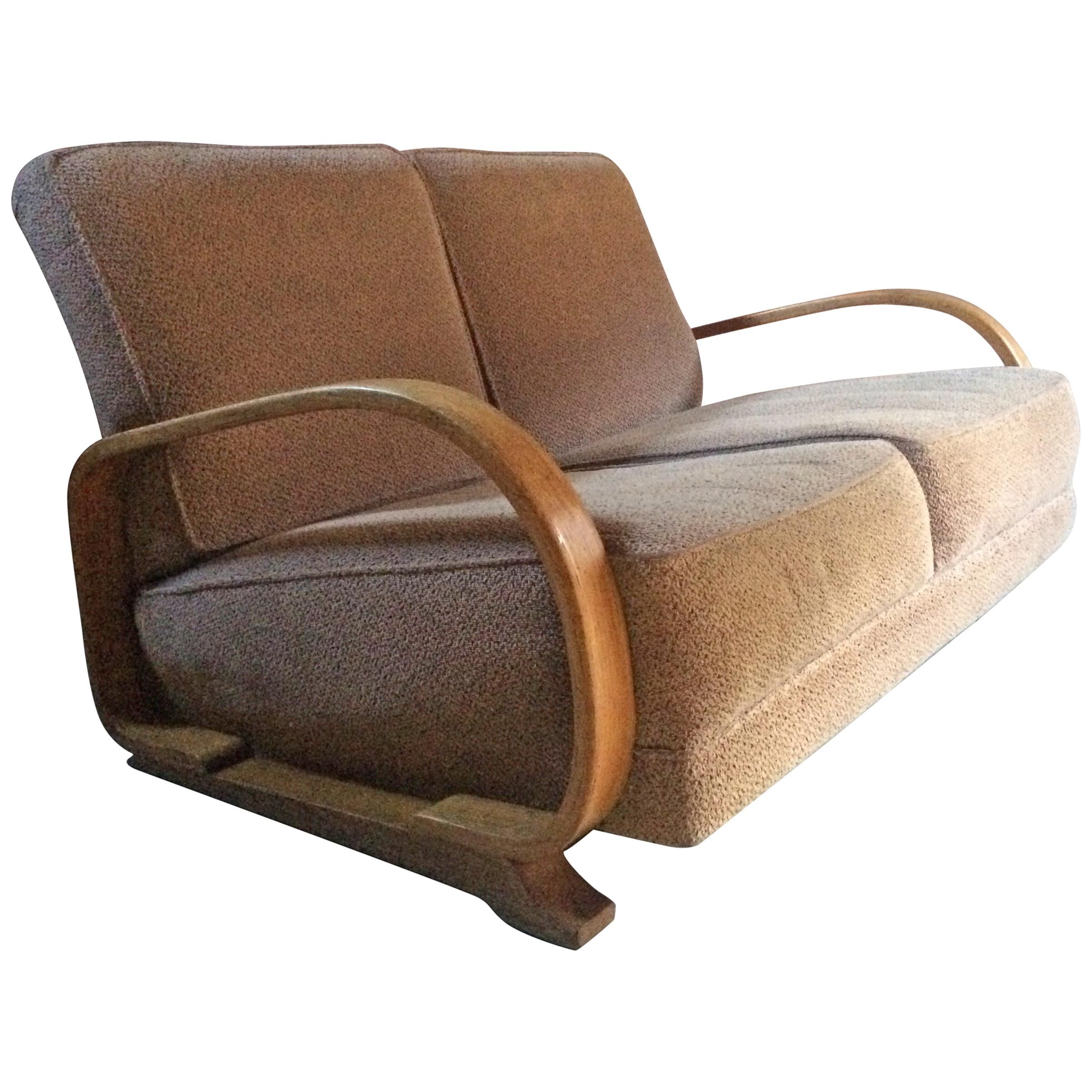 Gilbert Rohde for Heywood Wakefield Sofa Settee Two-Seat Art Deco Streamline