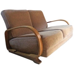 Vintage Gilbert Rohde for Heywood Wakefield Sofa Settee Two-Seat Art Deco Streamline