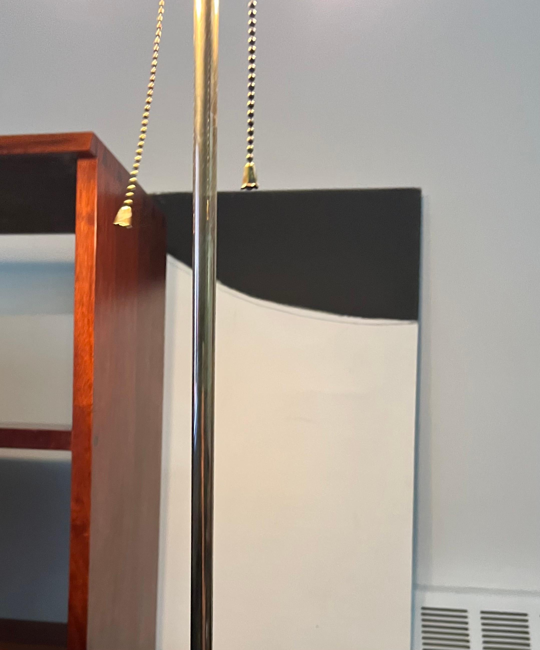 American Gilbert Rohde for Mutual Sunset Lamp Company Brass Umbrella Floor Lamp, 1930s For Sale