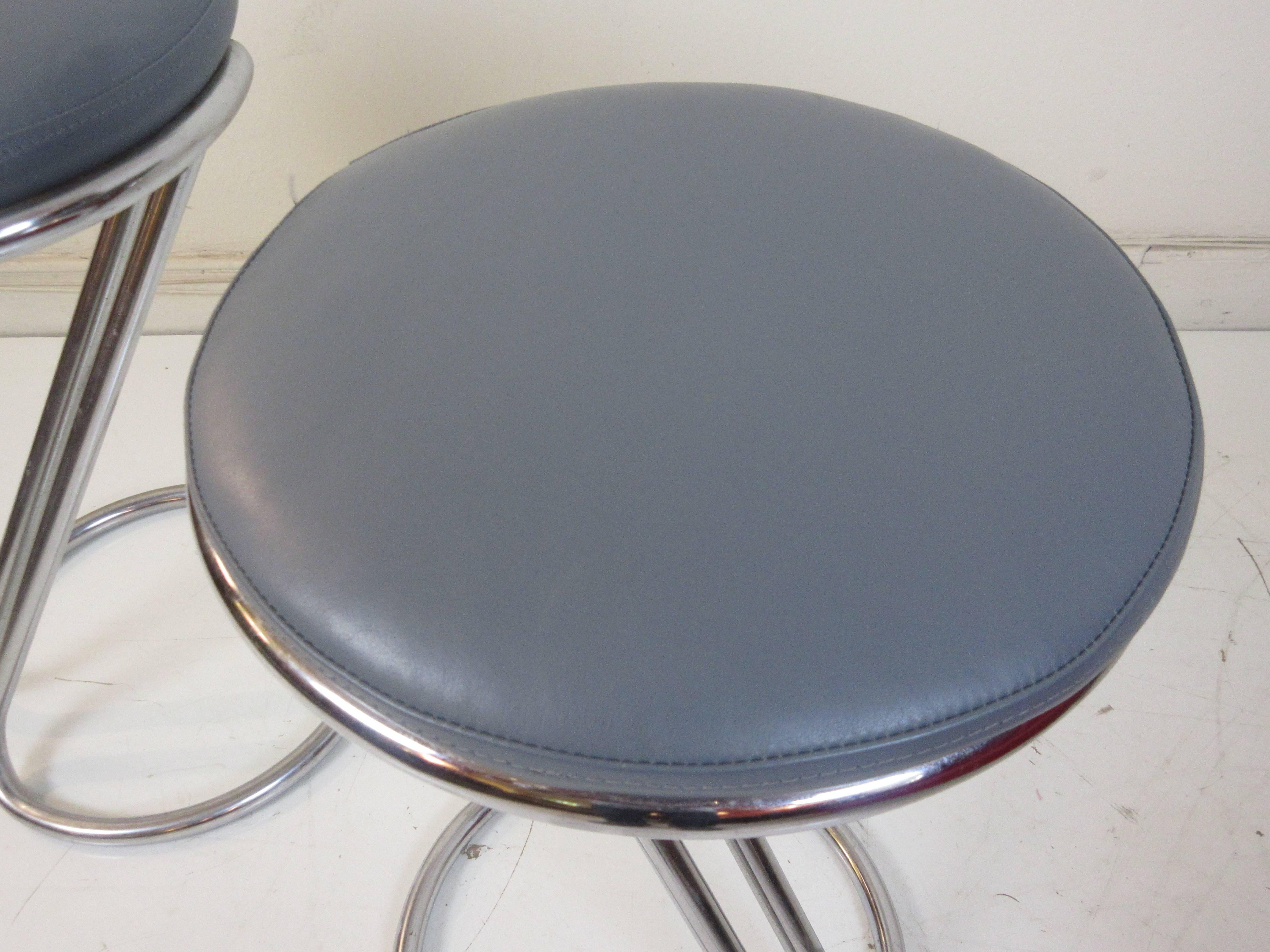 Mid-20th Century Gilbert Rohde for Troy Sunshade Company Z Stools in Leather