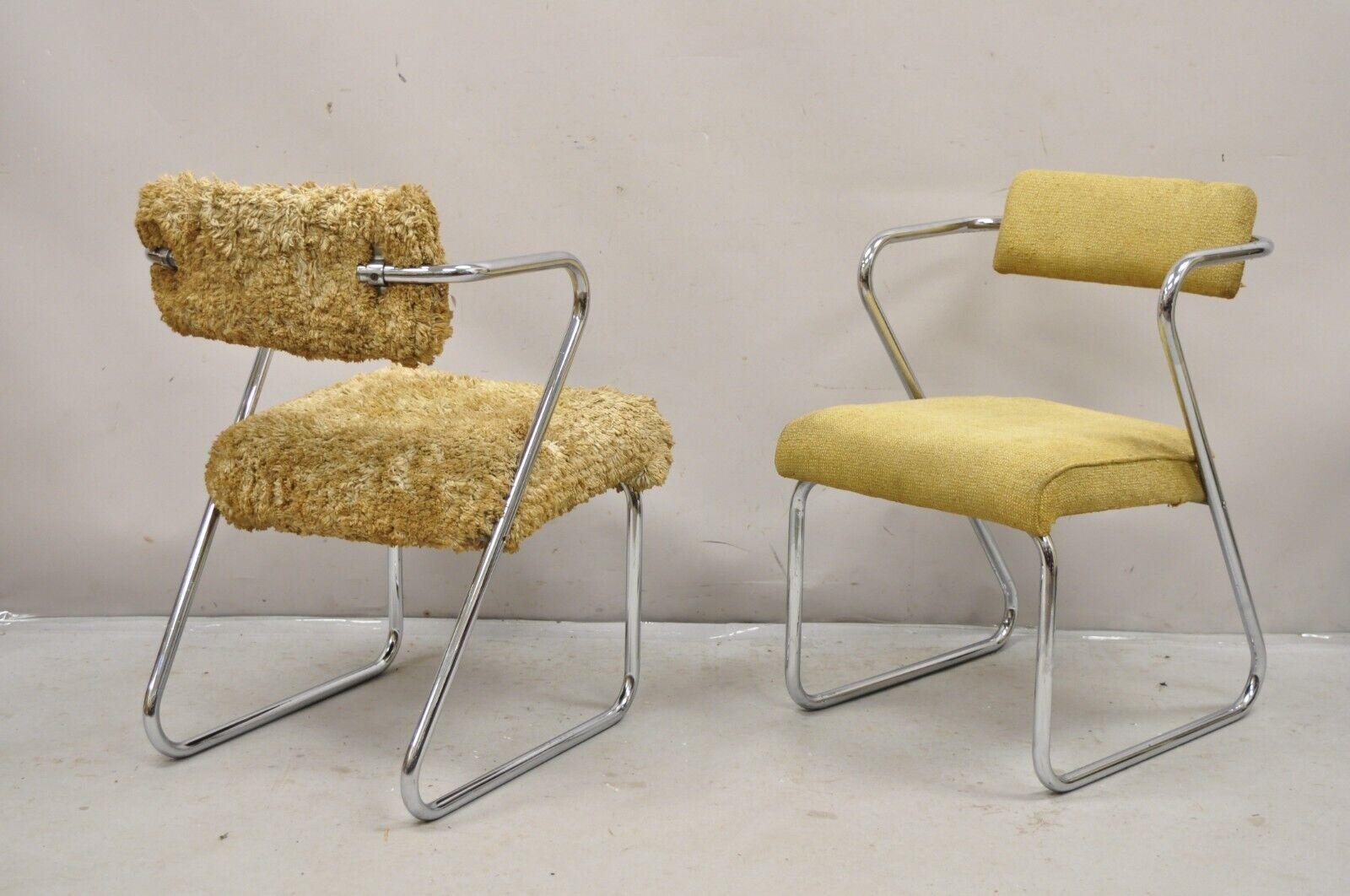 Gilbert Rohde for Troy Sunshade Tubular Chrome Z Chairs Art Deco -  a Pair. Circa  1930s. Measurements: 31