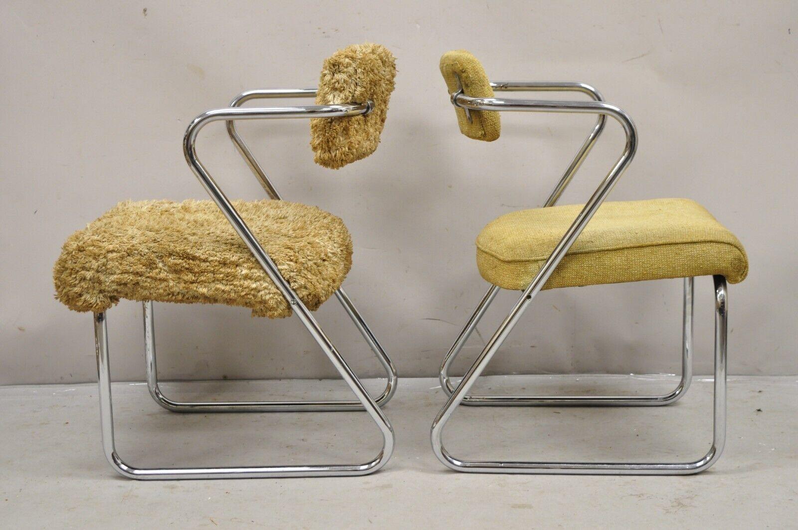 Z-Stühle aus Chromrohr mit Sonnenschirmrohr von Gilbert Rohde für Troy, Art déco, Art déco, Paar im Zustand „Gut“ im Angebot in Philadelphia, PA