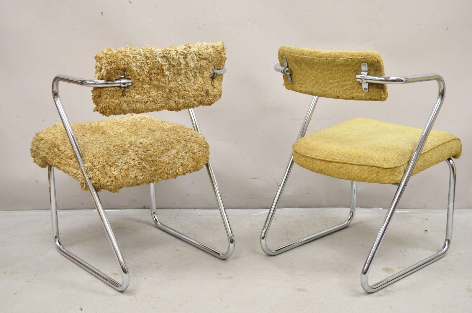 Z-Stühle aus Chromrohr mit Sonnenschirmrohr von Gilbert Rohde für Troy, Art déco, Art déco, Paar im Angebot 4
