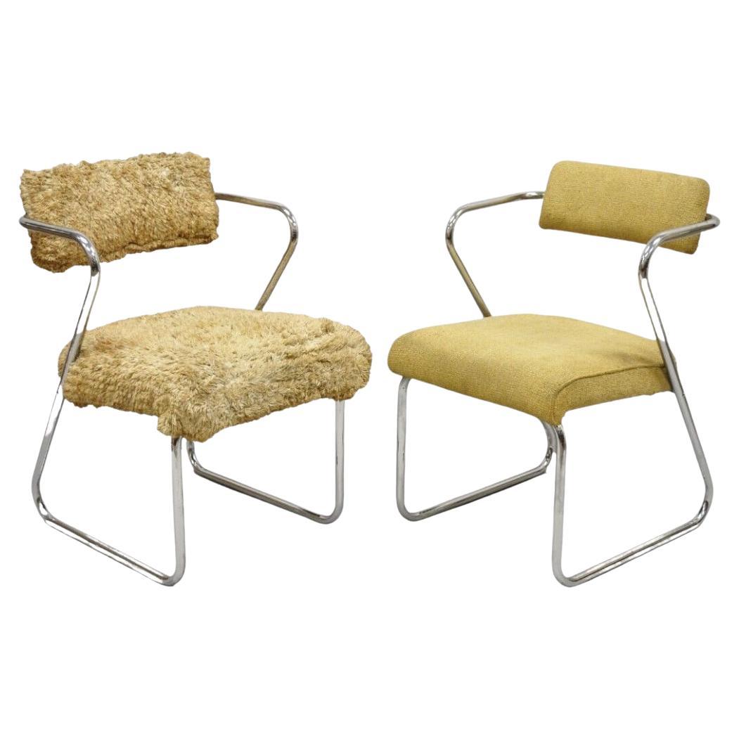 Gilbert Rohde for Troy Sunshade Tubular Chrome Z Chairs Art Deco - a Pair For Sale