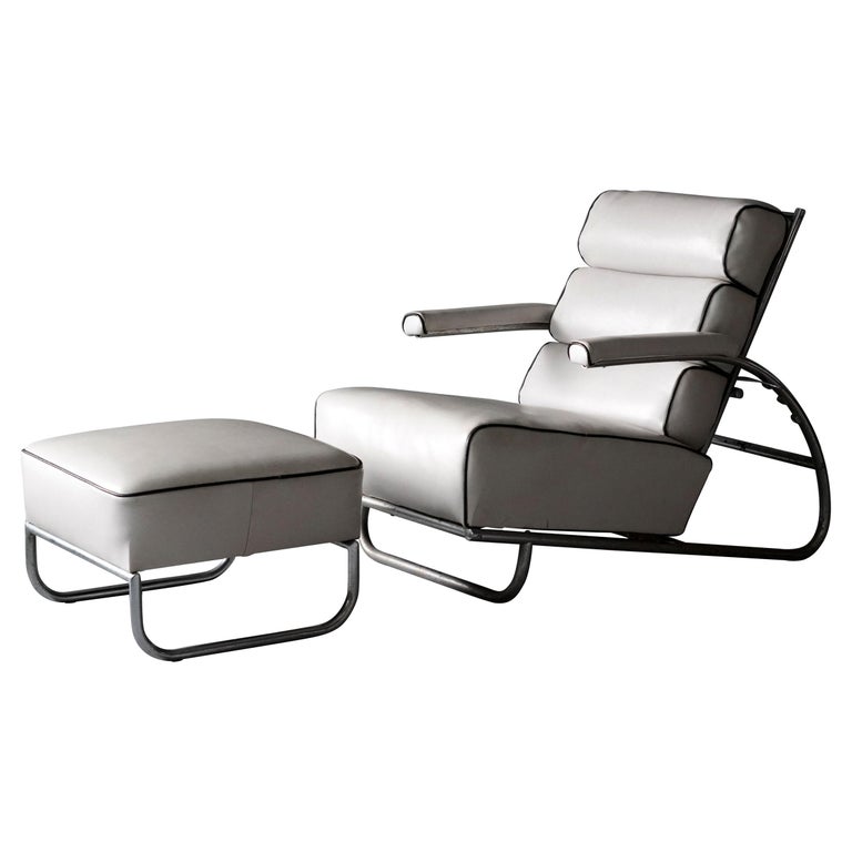 Gilbert Rohde, Lounge Chair, Chrome Steel, Vinyl Troy Sunshade Co., USA,  1940s For Sale at 1stDibs