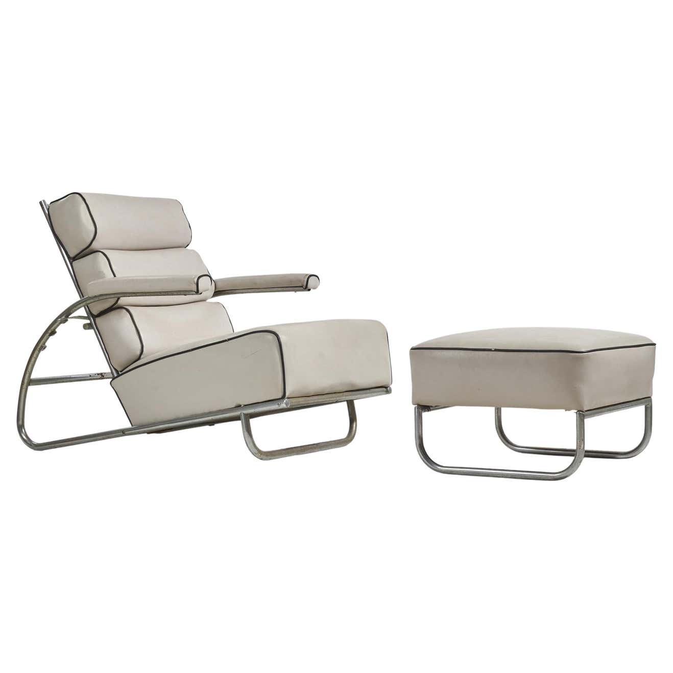 Gilbert Rohde, Lounge Chair, Chrome Steel, Vinyl, Troy Sunshade Co ...