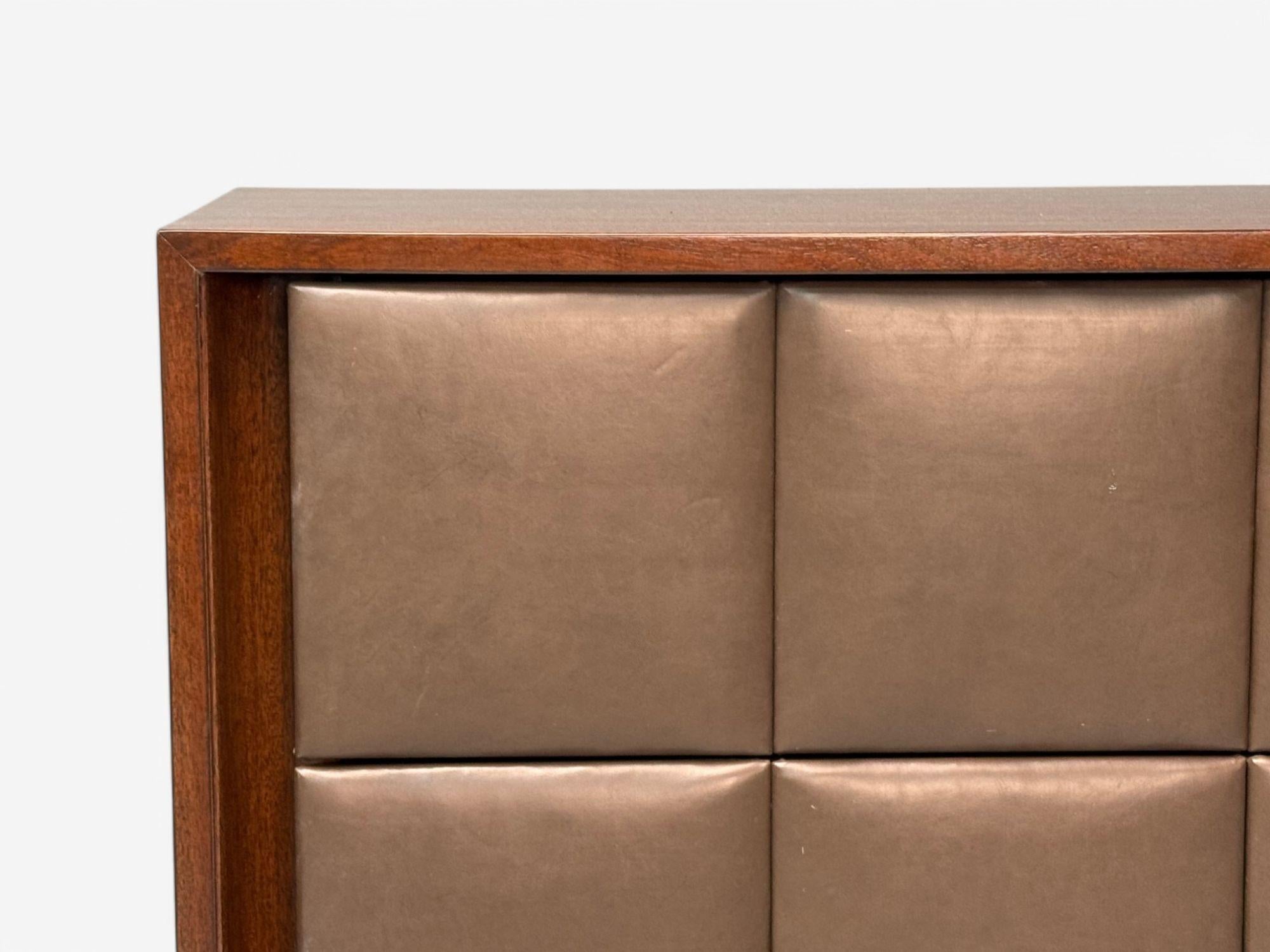 Gilbert Rohde, Mid-Century Modern, Dressers, Leather, Stained Wood, 1940s For Sale 5