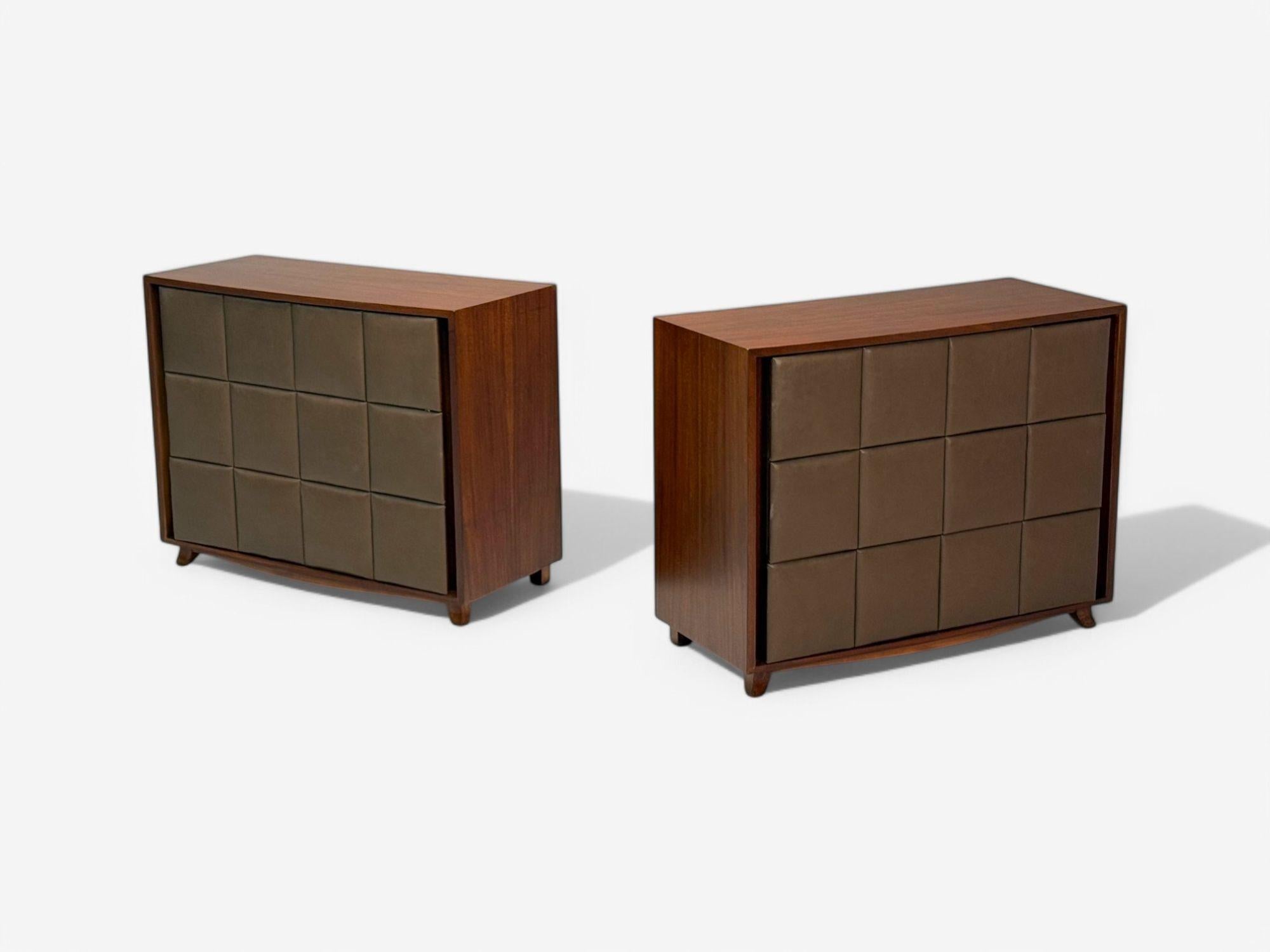 Gilbert Rohde, Herman Miller, Mid-Century Modern, Leather, Stained Wood, Dressers, Nightstands, 1940s

Pair of Gilbert Rohde for Herman Miller 