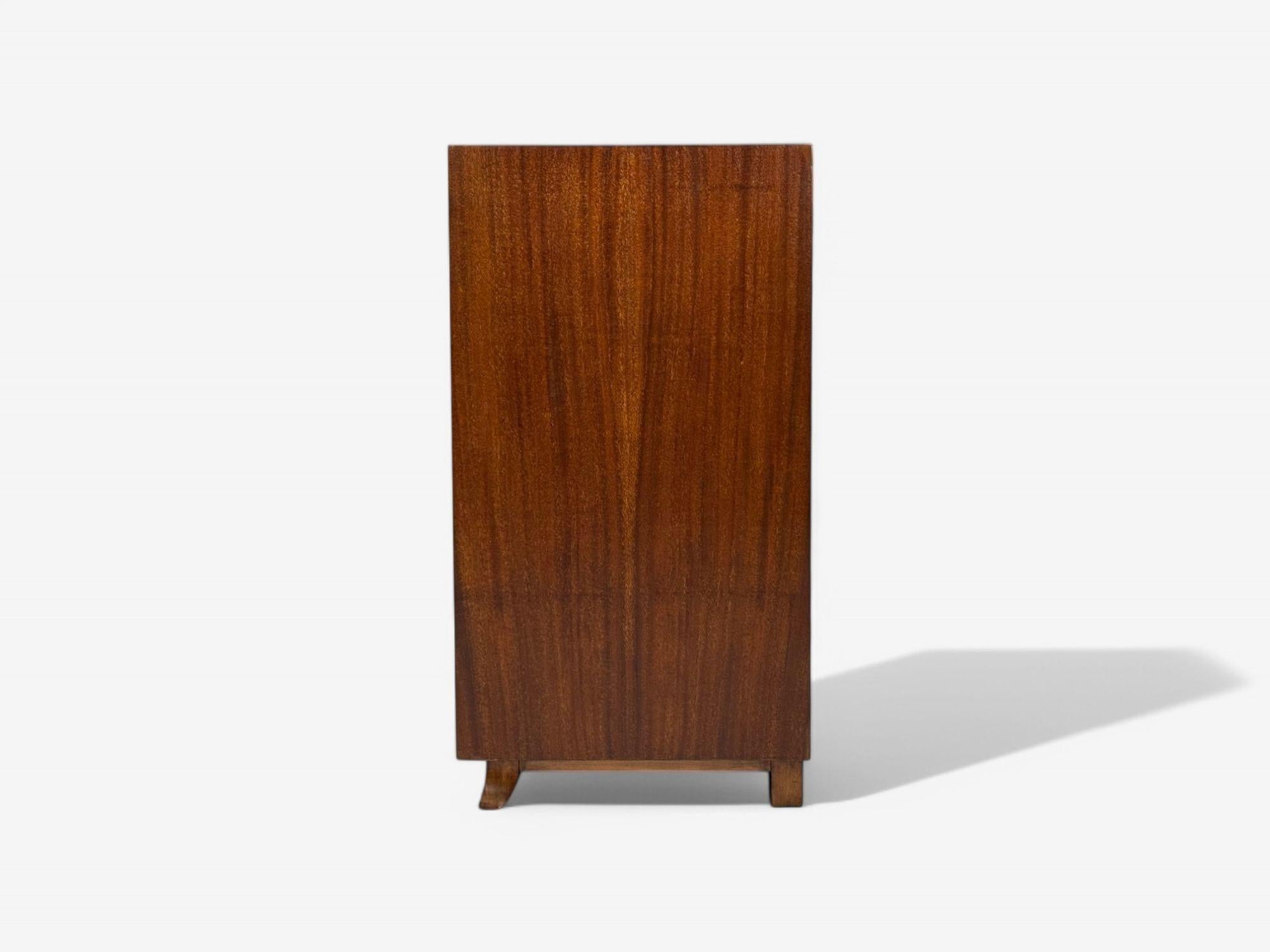 Gilbert Rohde, Mid-Century Modern, Dressers, Leather, Stained Wood, 1940s For Sale 4